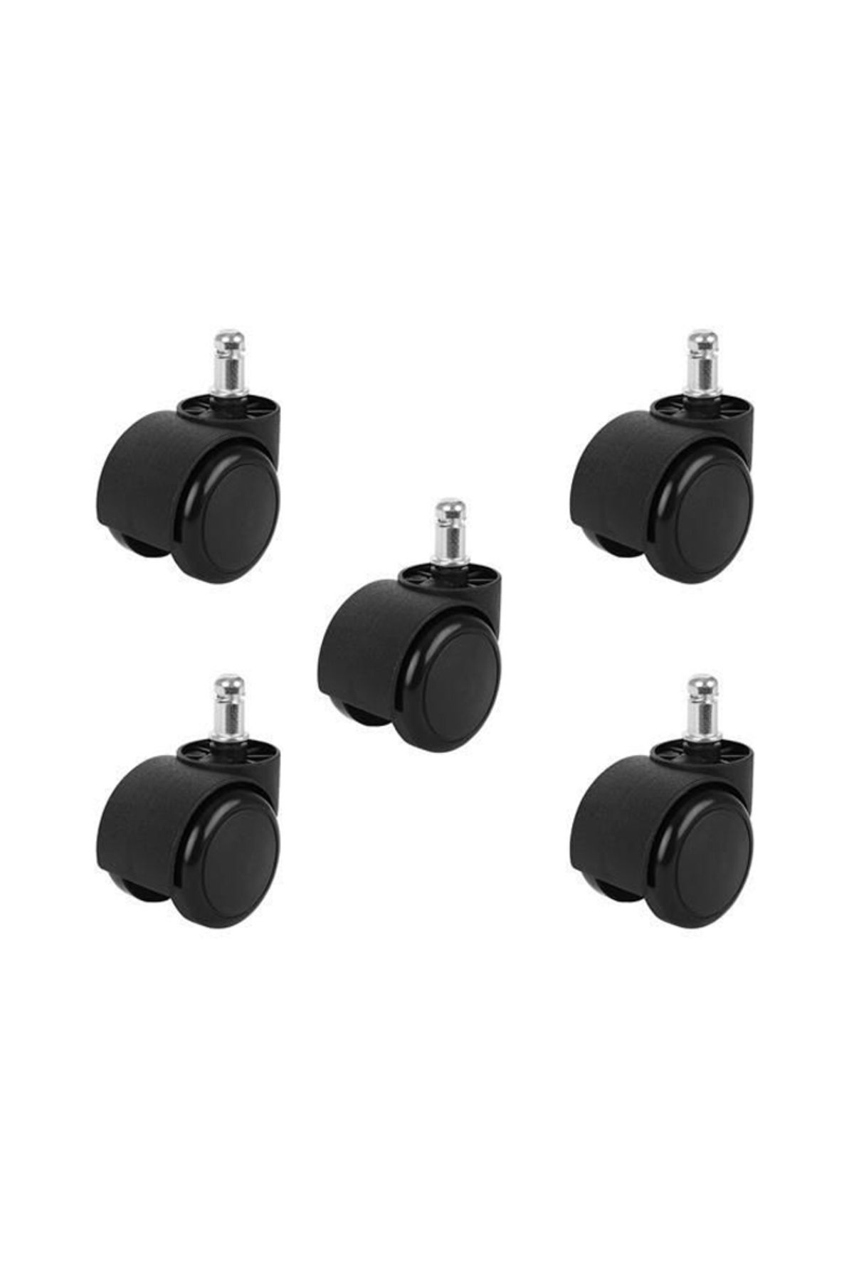 Depox Set Cu Rotile Scaun De Birou, Pvc, 5 Bucati, Negru - One Size