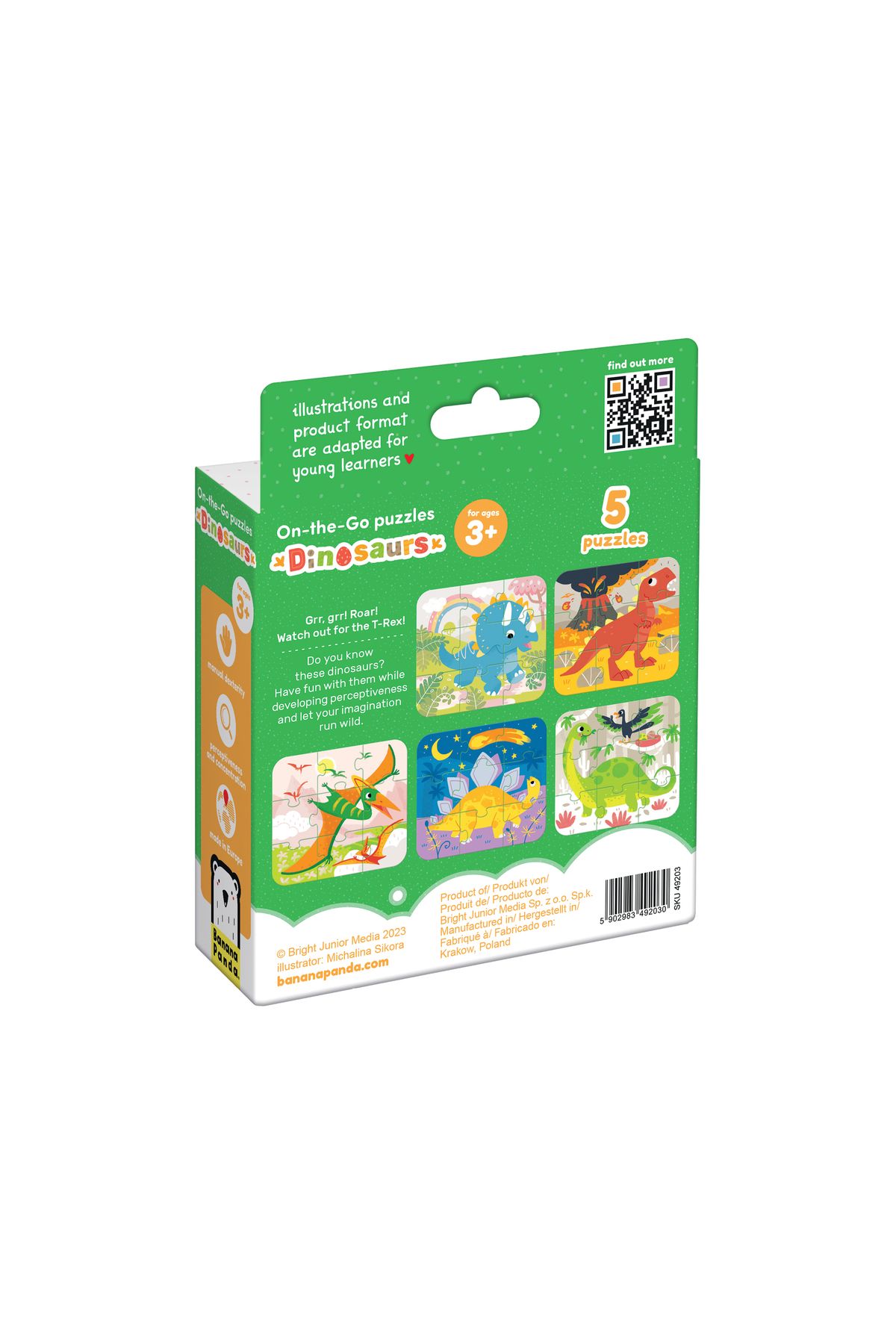 banana-Joc memorie tip puzzle Banana Panda, On the Go Puzzle Dinosauri, 5 puzzle-uri 9 piese 6
