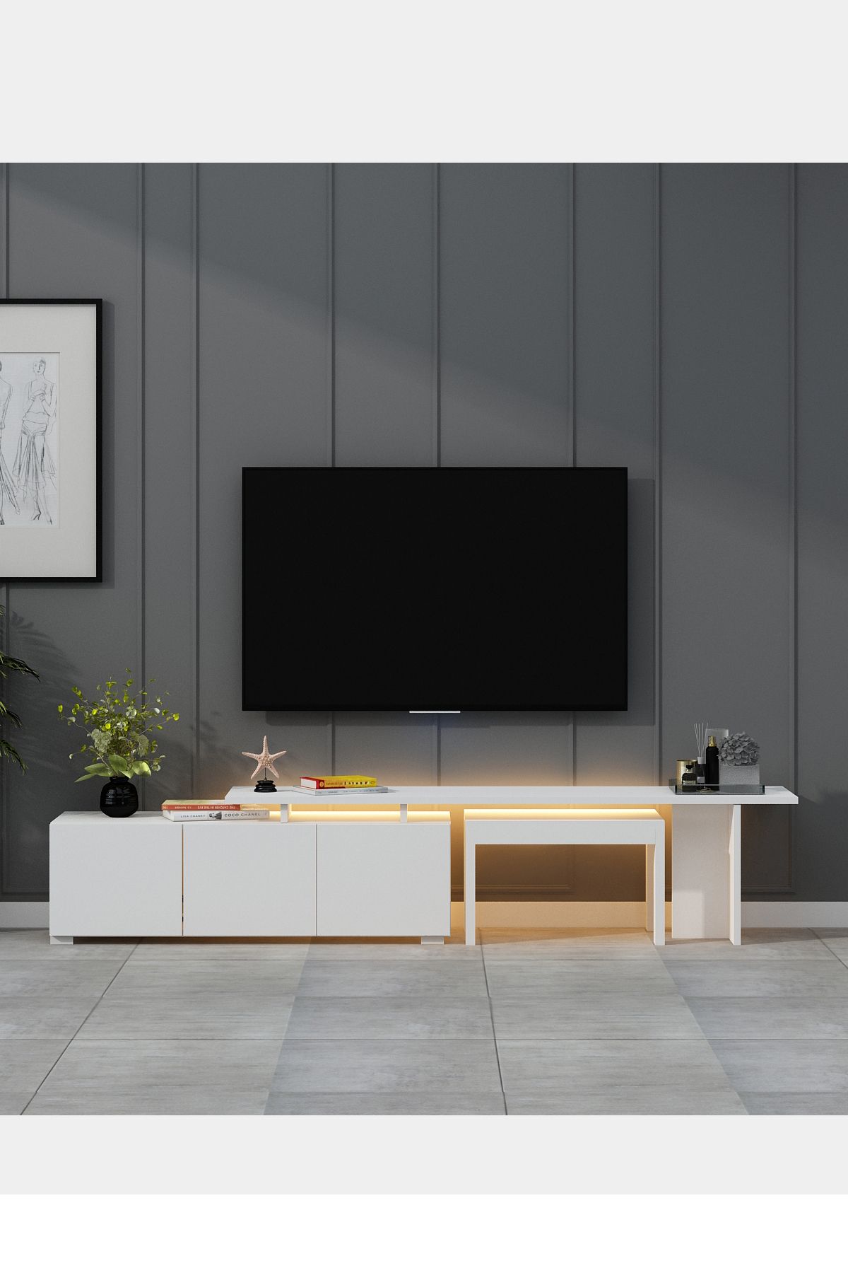 Avmpark Monza Led Işıklı 180 Cm Sehpalı Tv Ünitesi