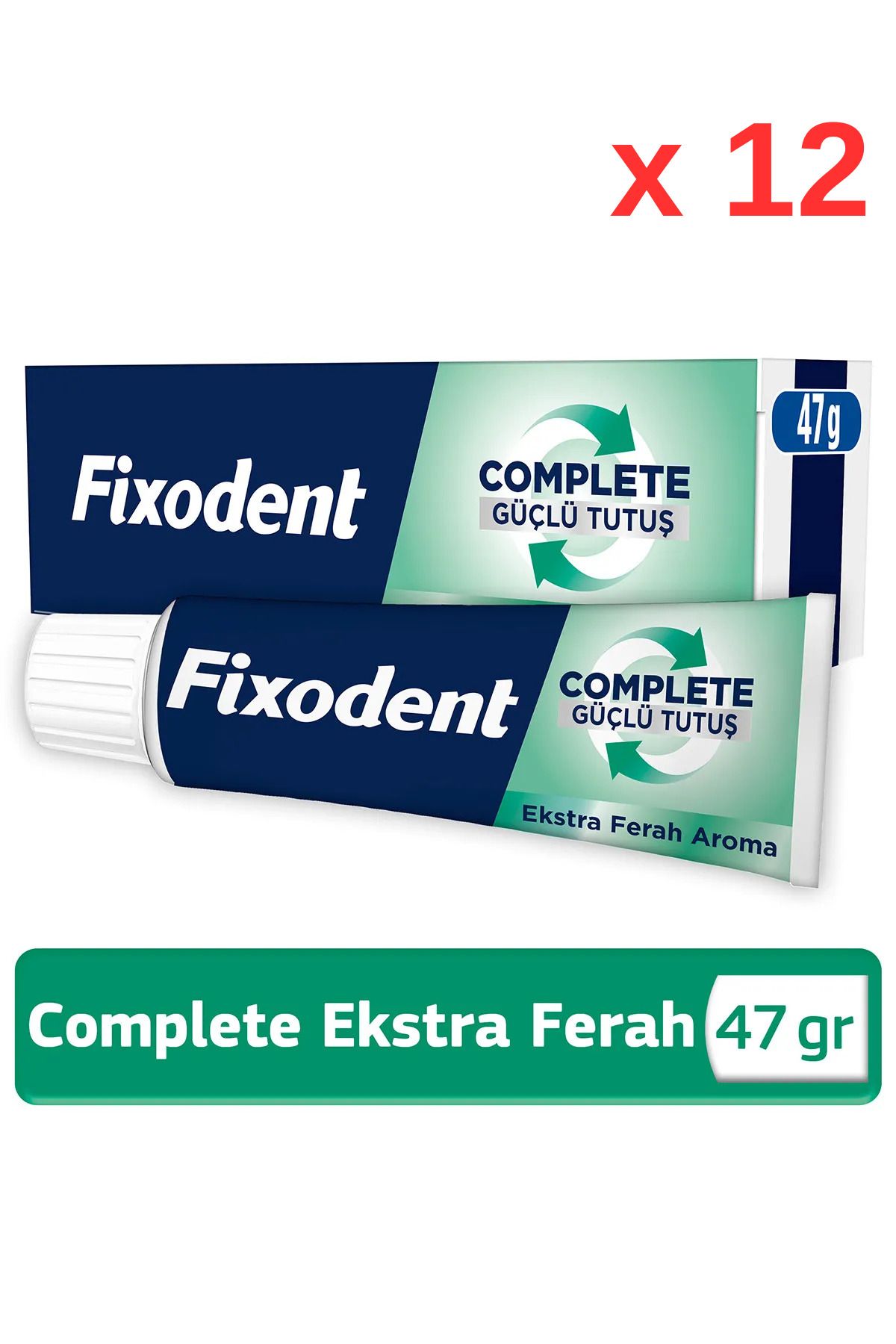 Fixodent Complete Ekstra Ferah Diş Protezi Yapıştırıcı Krem 47G - 12 Adet
