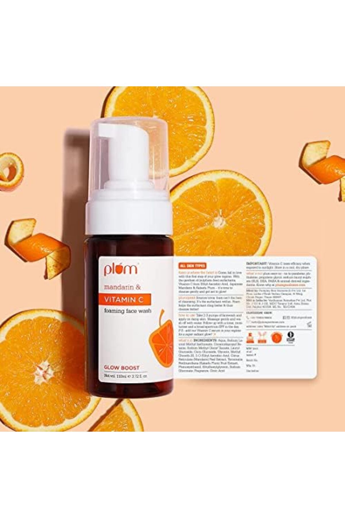 PLUM-Vitamin C Foaming Face Wash with Mandarin | For Glowing Skin | For Gentle Cleansing | For Hyper 8