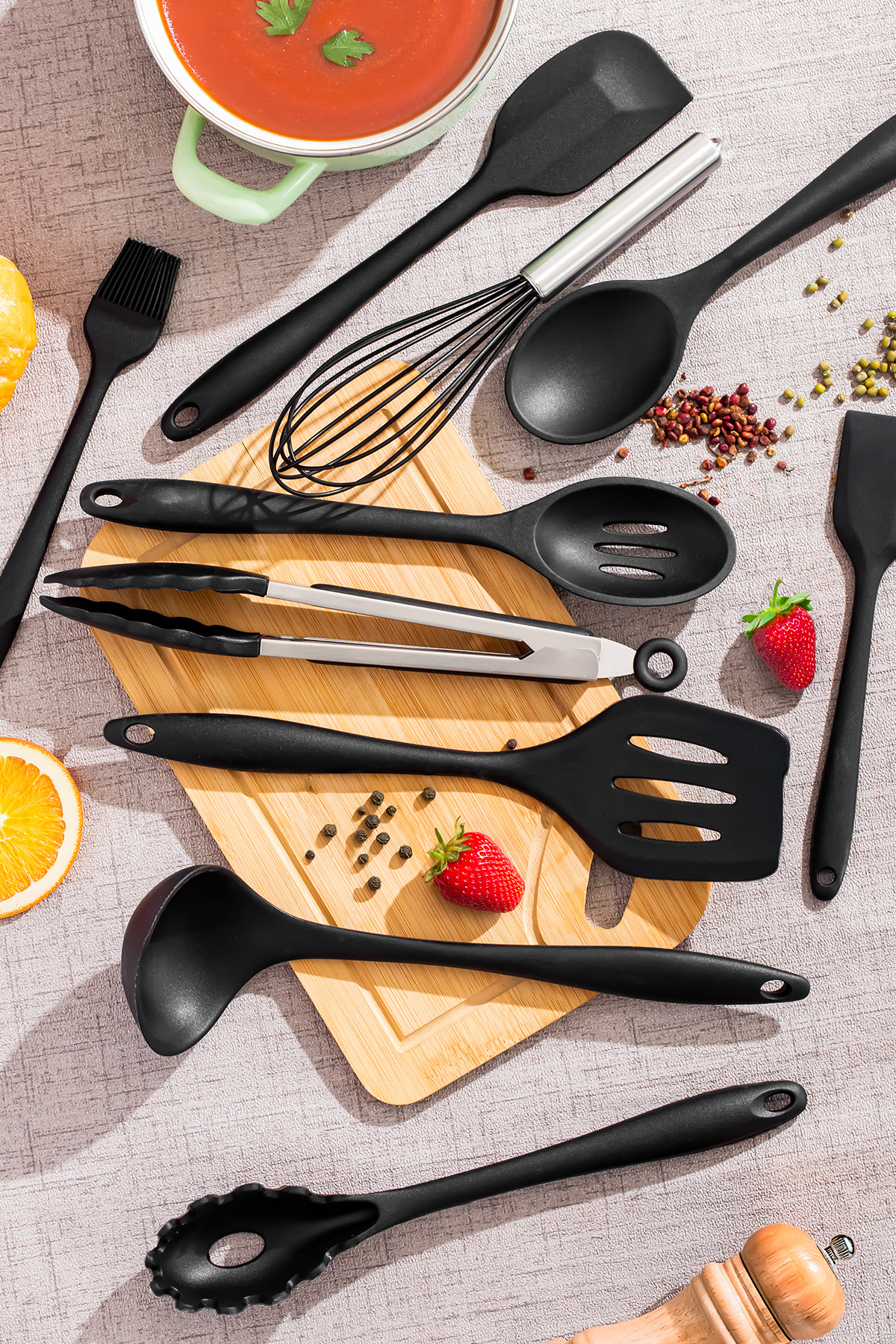 Perotti 15678 Kitchenmate Lucy Black 10'lu Silikon Spatula Seti