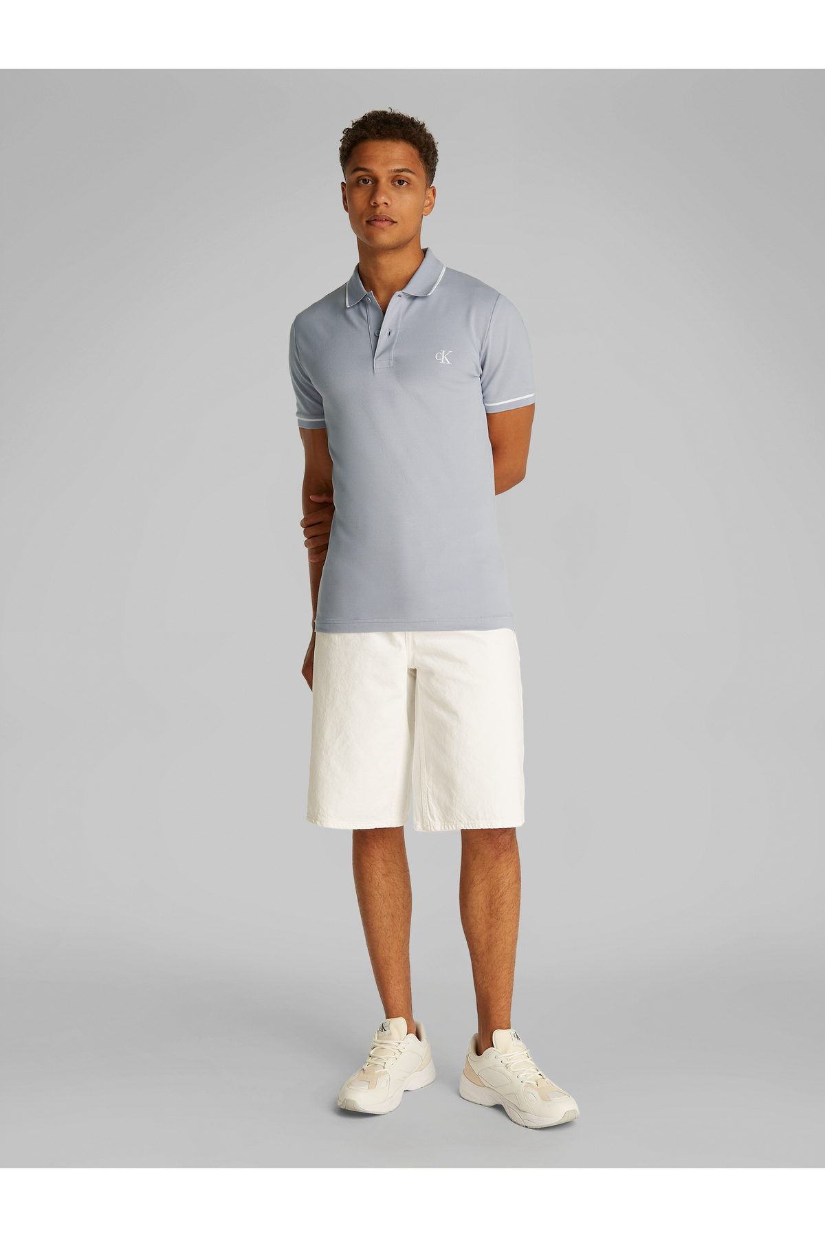 Calvin Klein-Men Gray Tipping Slim Polo T-Shirt 2
