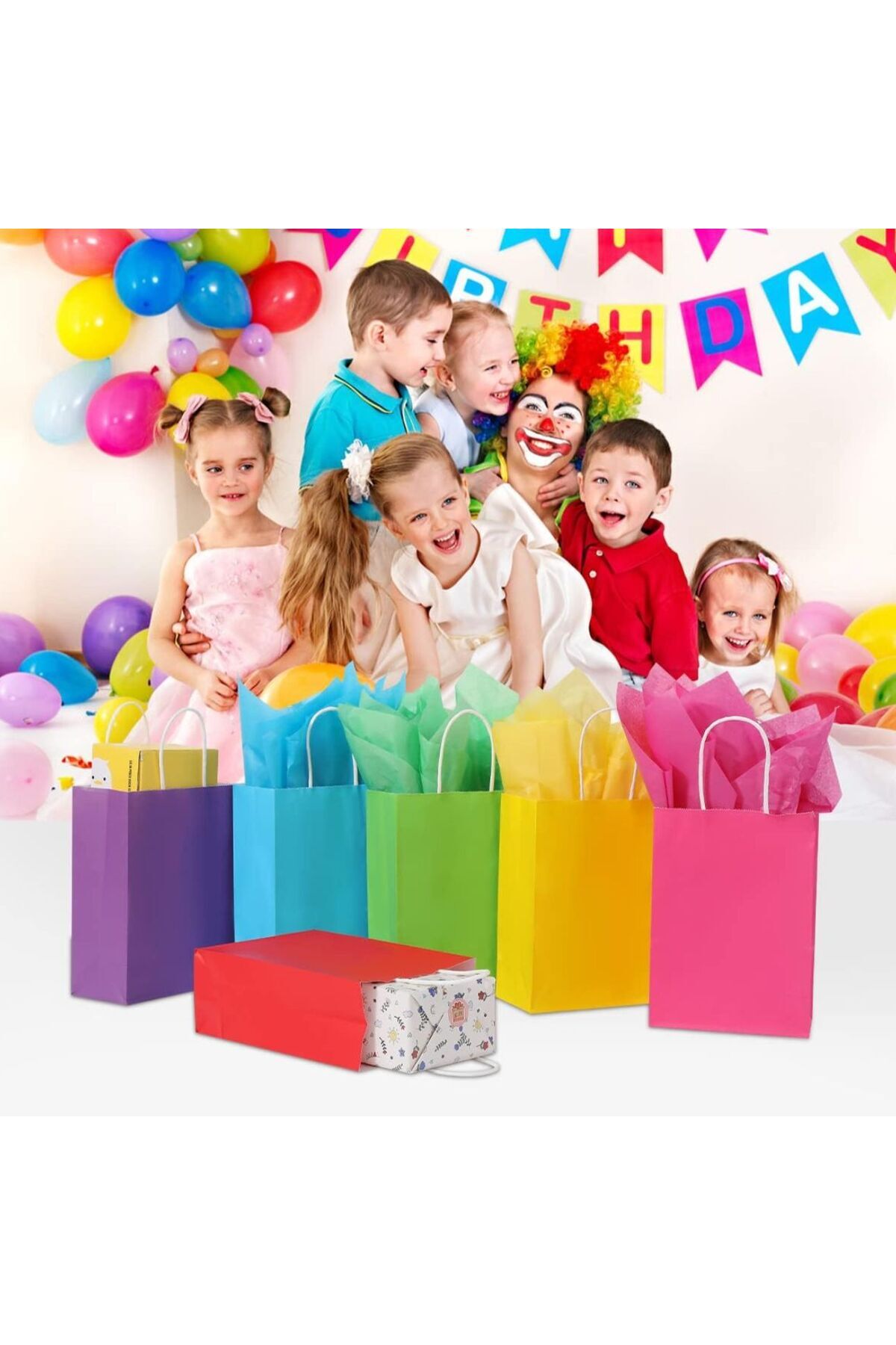 OZN AKSESUAR 12 Adet Renkli kulplu parti çantası,hediye torbası, doğum günü, düğün, bebek partisi, Noel için fotoğrafı 6 (önizleme)