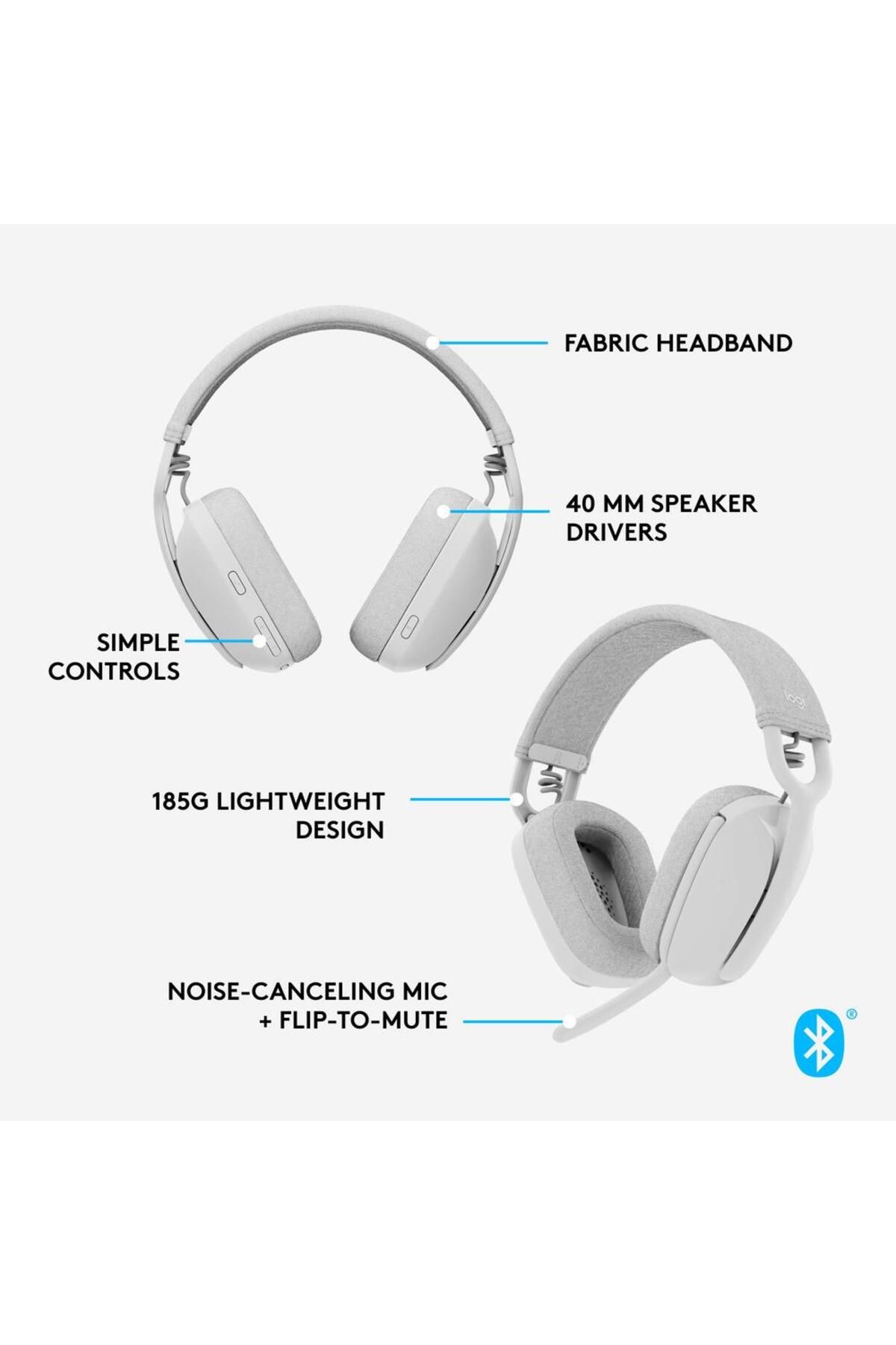 logitech-Casca Office/Call Center Logitech Zone Vibe 100, Microfon, Bluetooth 5.2, Noise-canceling (Alb) 11