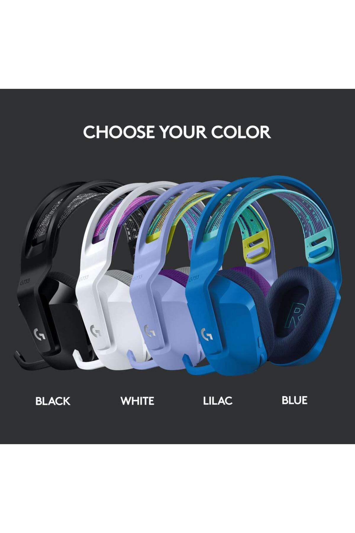 logitech-Casti Gaming Wireless LOGITECH G733, iluminare RGB, Microfon (Alb) 8