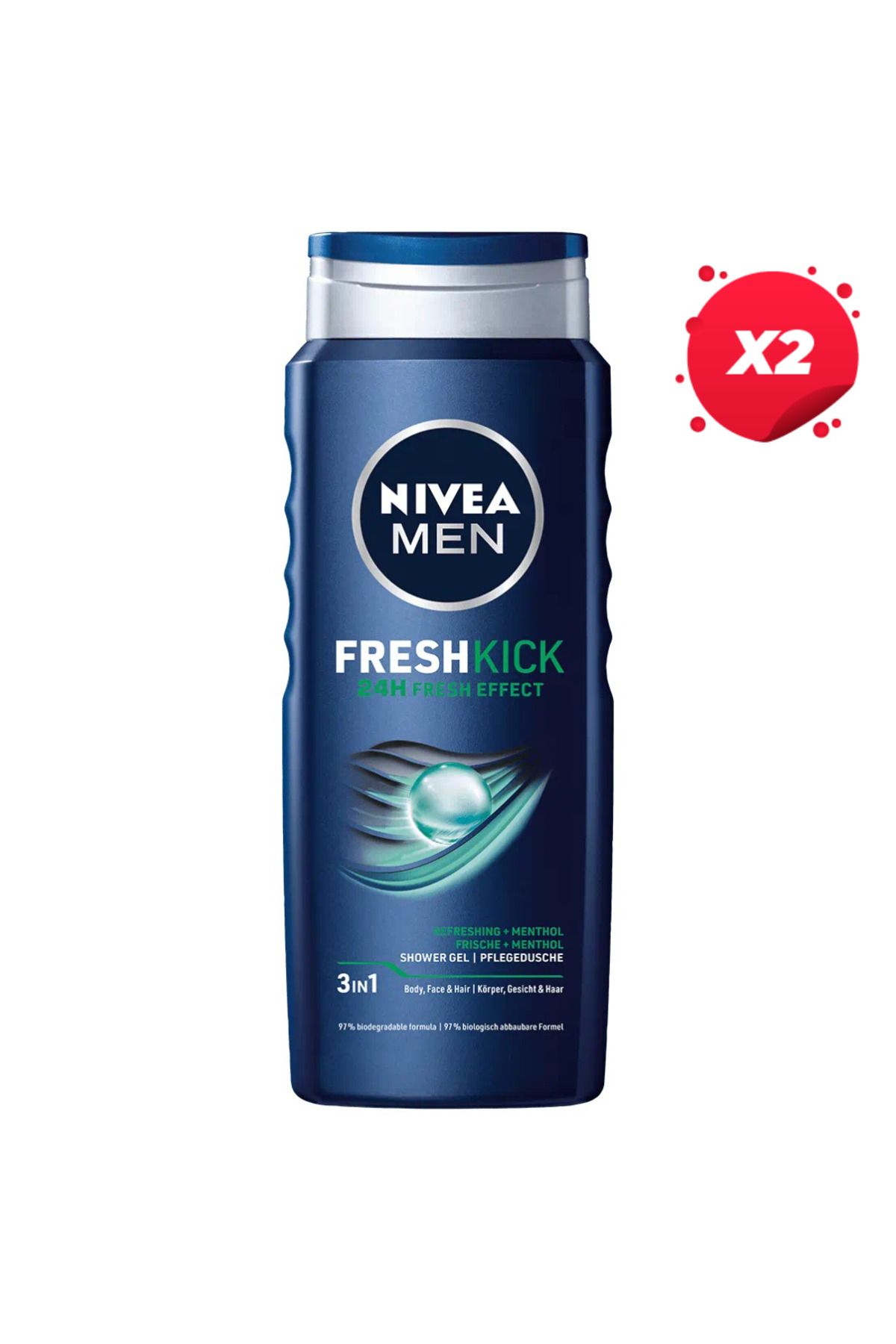 NIVEA X2 - Nivea Gel Dus 500ml Men Coolkick Masculin - Mărime unică