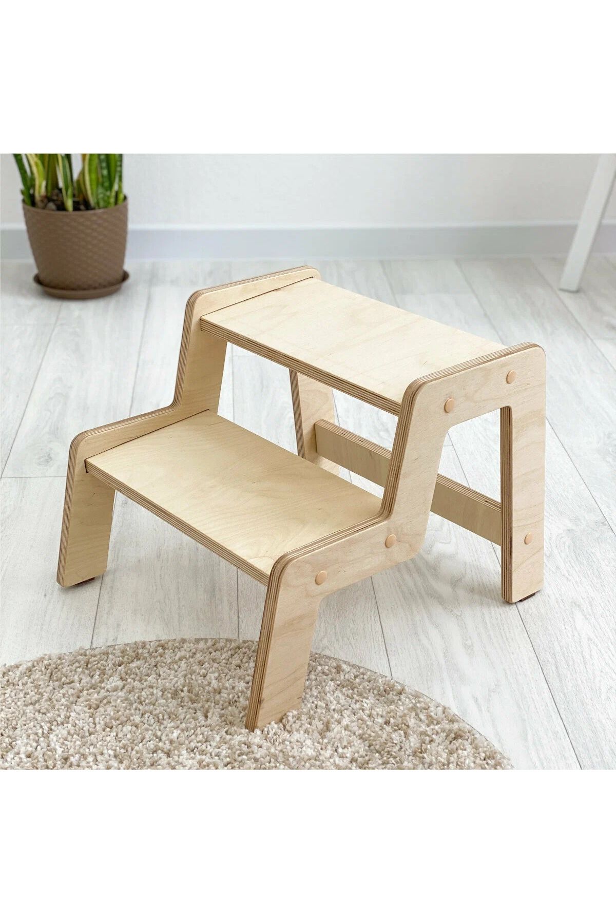 Mad Montessori Tarzı Ahşap Çocuk Basamağı / Merdiven Taburesi