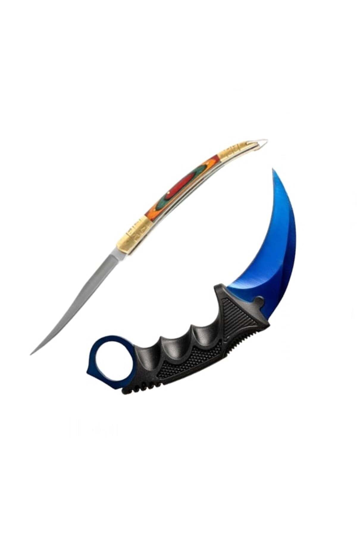 Depox Cuțit Karambit Și Set De Cuțite Spaniole, Oțel Inoxidabil, 19 Cm, Albastru - One Size