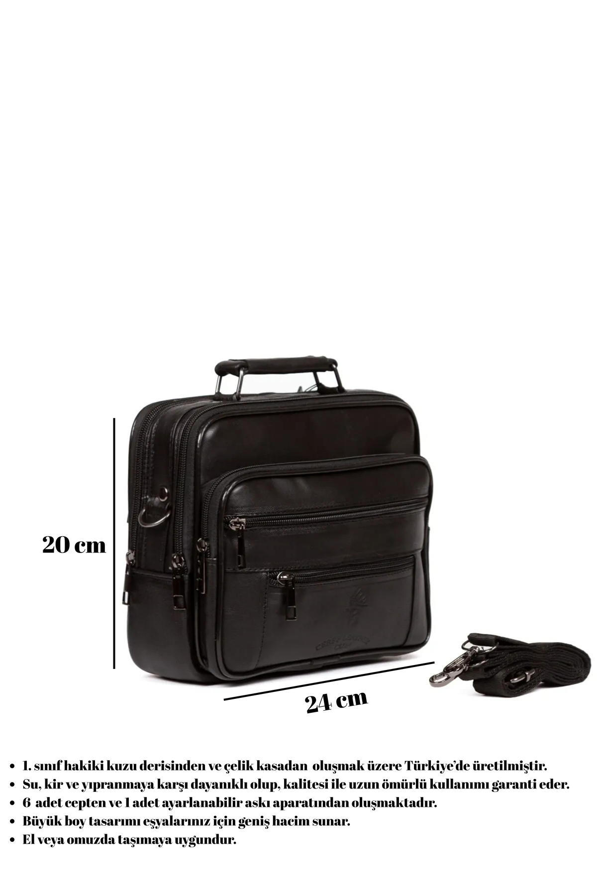 CERFF LEATHER CLUP Omuz Askısılı Erkek Deri Kasalı Çanta(BÜYÜK) 24*20 Cm) görsel 2