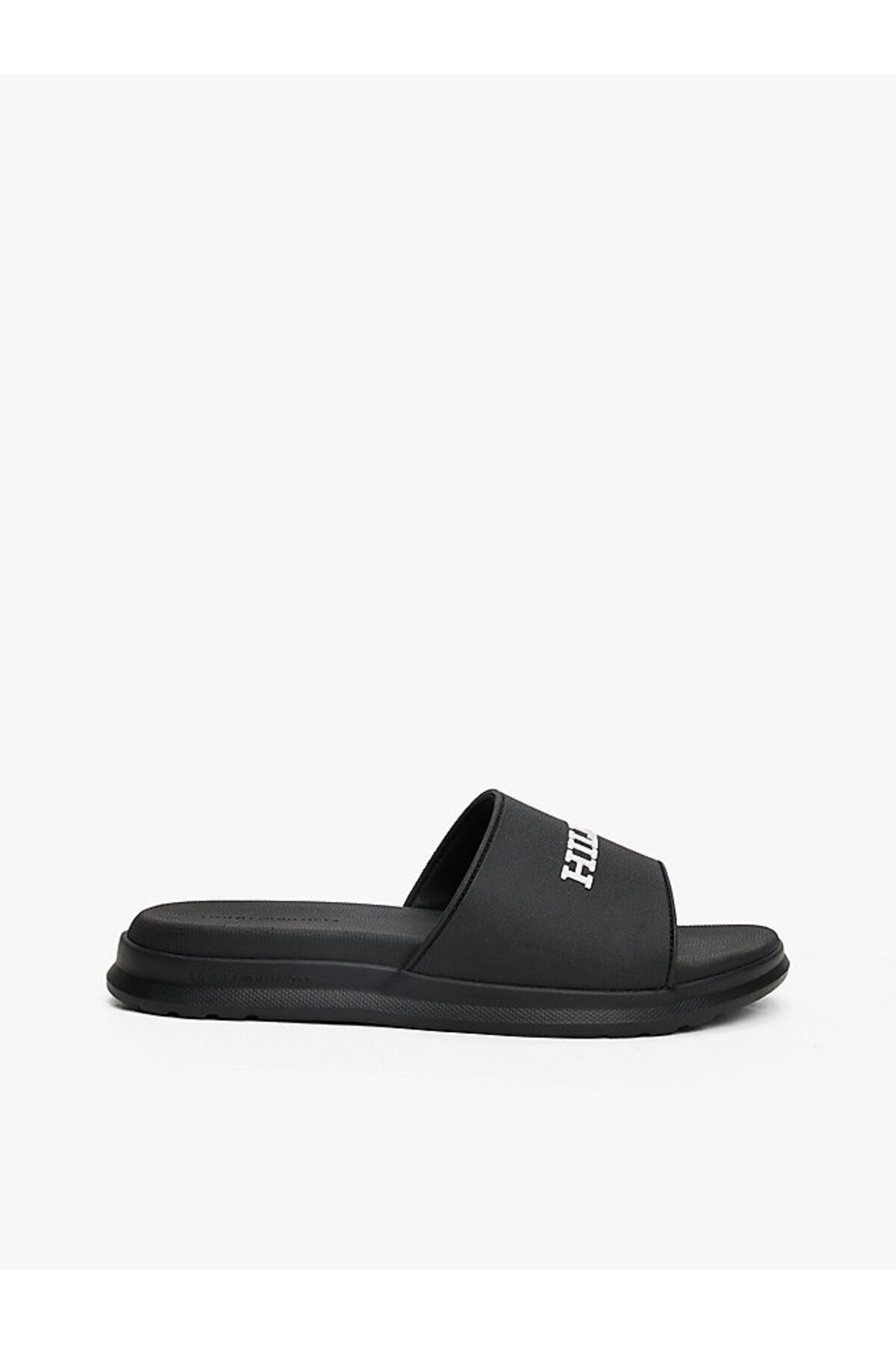 Tommy Hilfiger-Men's Textured Logo Black Pool Slippers 1