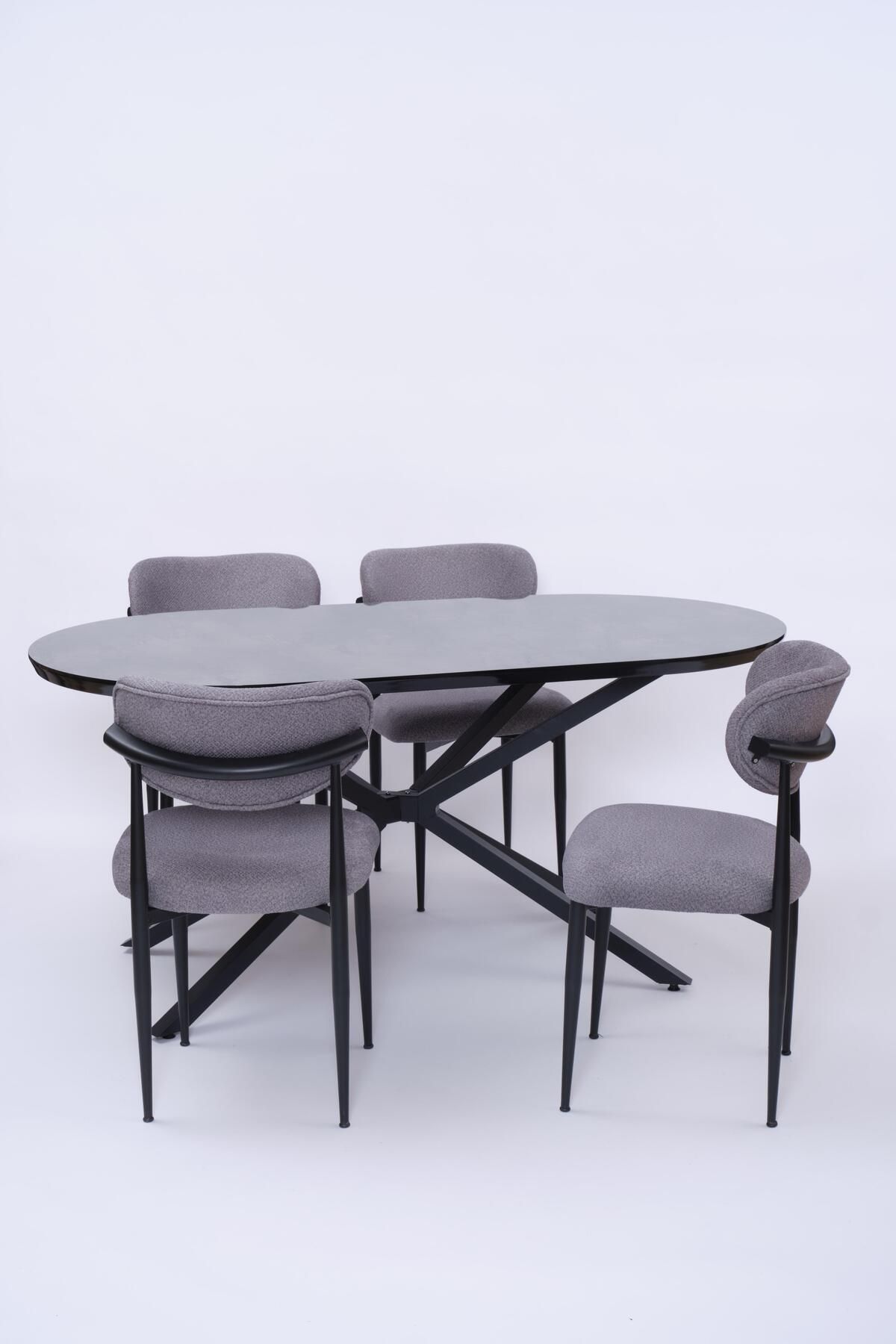 Erezogulları Mobilya İrony Bohem Metal Polo Boyalı Mdf Lak Panel Yemek Masa Takımı 90x170