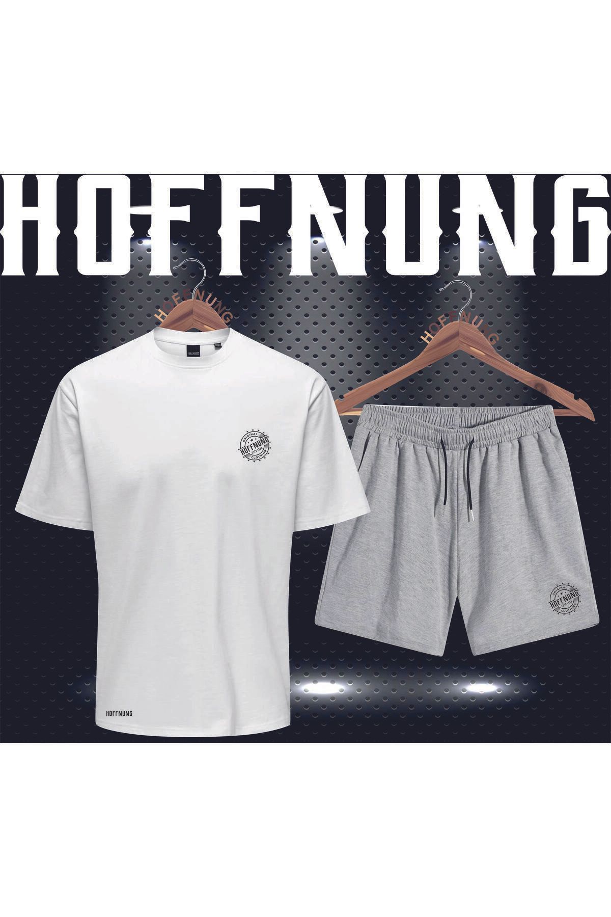 HOFFNUNG Full Shorts Unisex Logo Baskı Alt-üst Takım