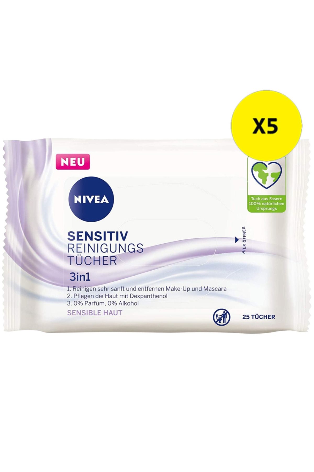 NIVEA X5 - Nivea Servetele Umede Demachiante 25buc 3in1 Sensitive Skin - Mărime unică