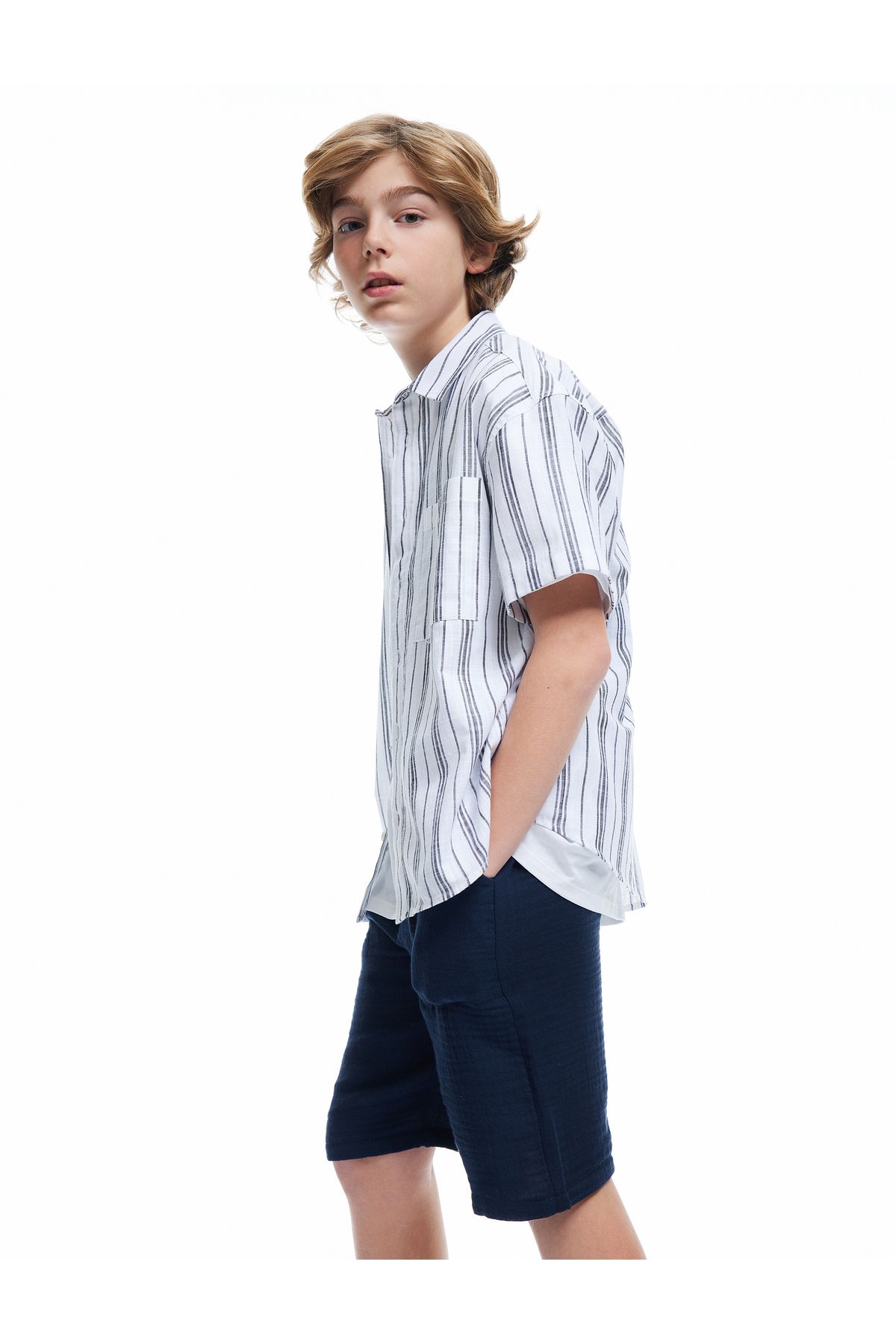 Koton Pantaloni Scurți De Bază Din Bumbac, Cu Șireturi În Talie, Cu Detaliu De Buzunar Masculin - 7–8 years