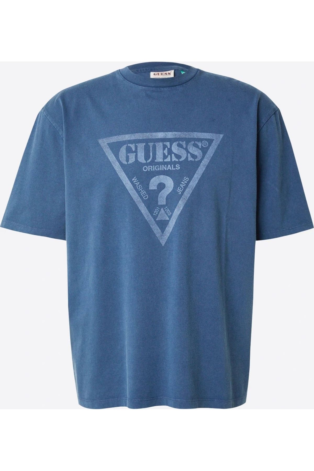 تی شرت مثلثی آبی وینتیج مردانه Guess