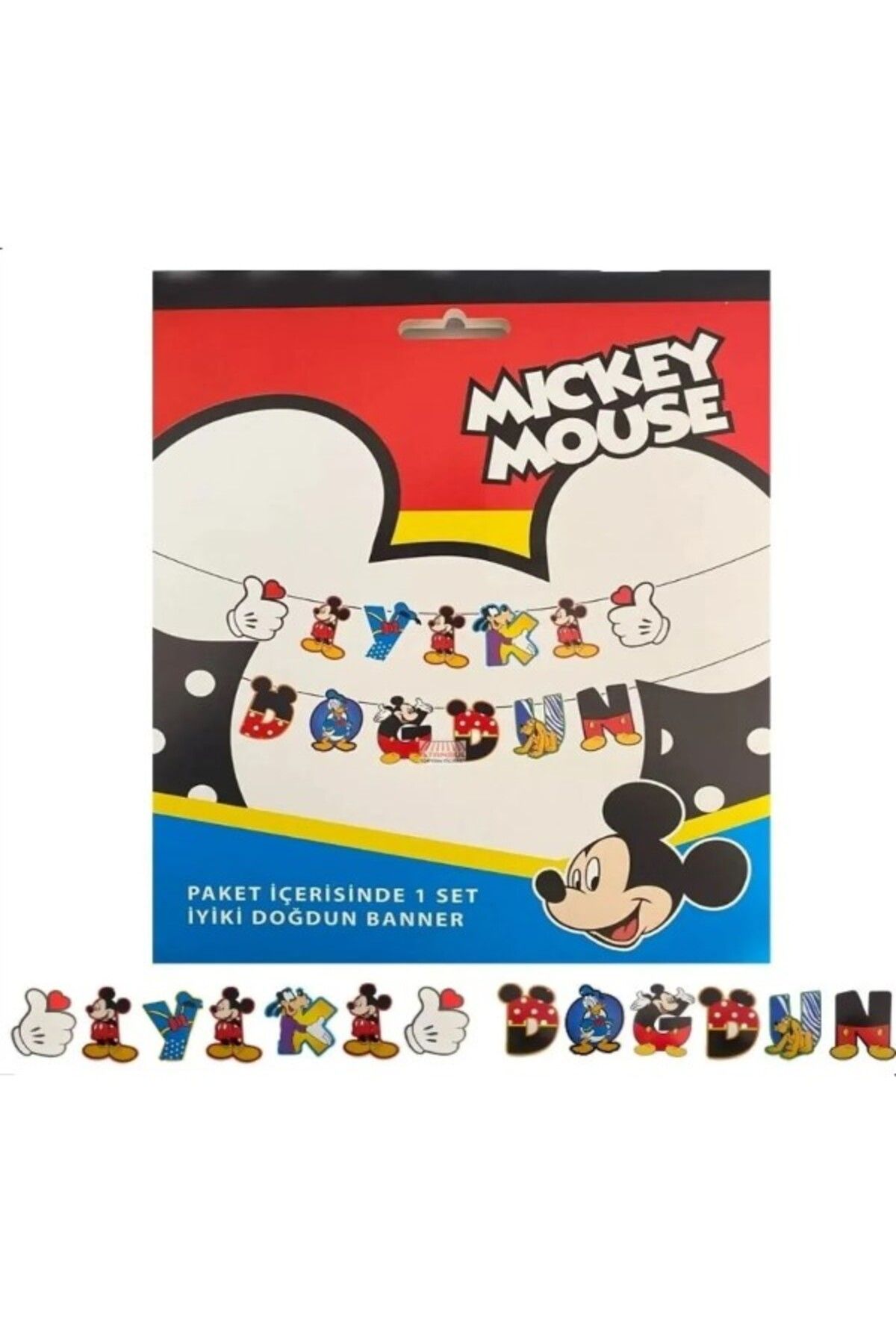 party mix Mickey Mouse Temalı İyi Ki Doğdun Yazısı - Doğum Günü Süsleri Banner Parti Afişi