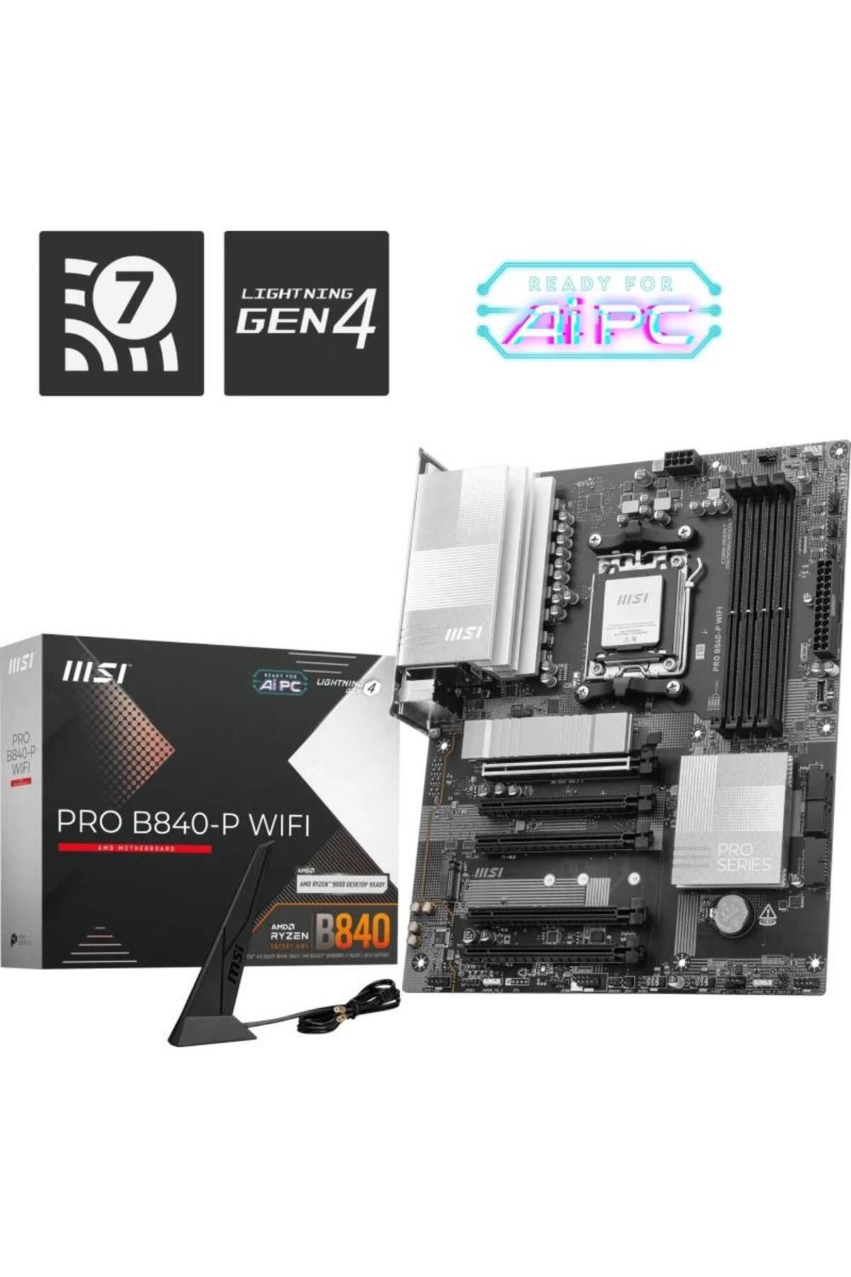 MSI-Placa de baza MSI PRO B840-P WIFI, AMD B840, AM5, DDR5, ATX 6