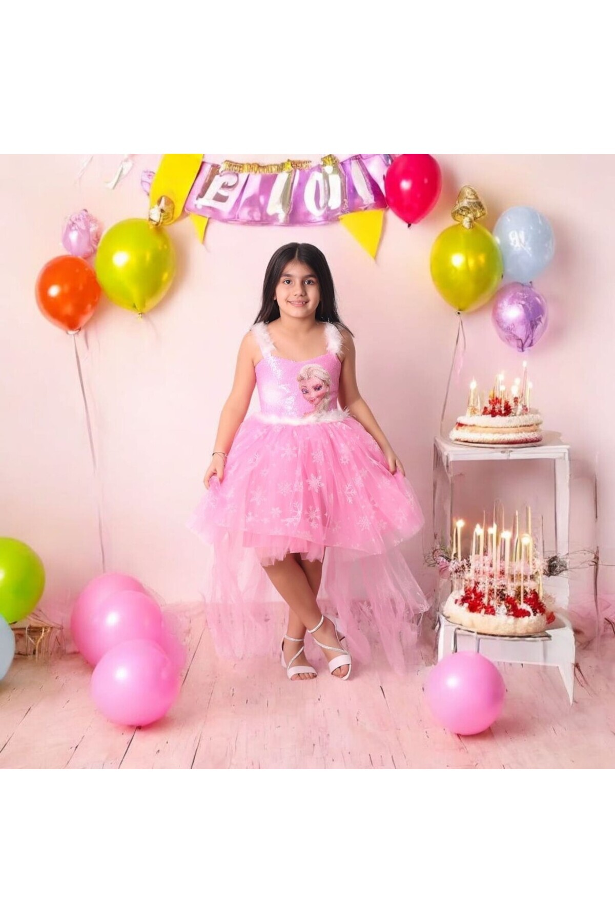 Ahsenimbebe KUYRUKLU ELSA KIZ ÇOCUK ABİYE ELBİSE