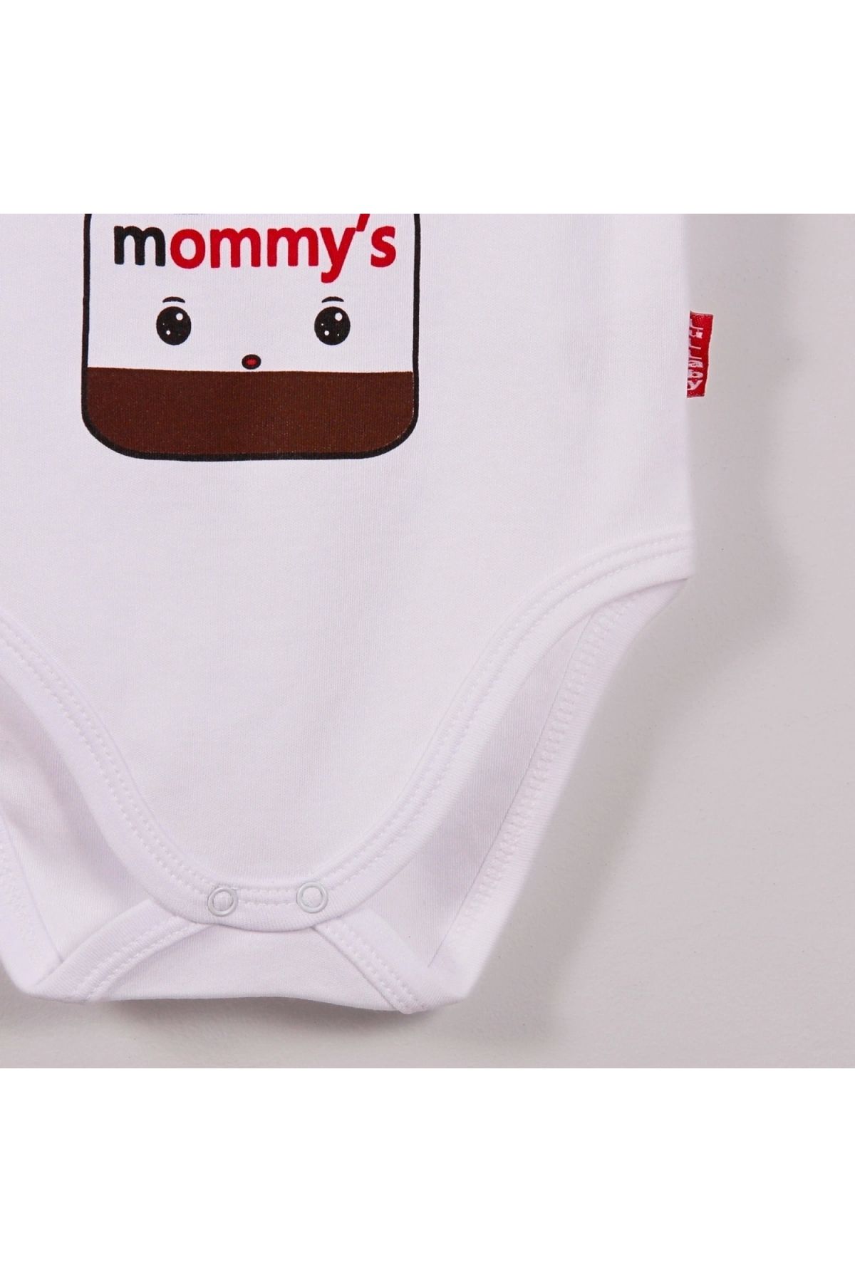 BYB MODA TASARIM Yeni Doğan 3-12 Ay Mommy's Çikolata Askılı Unisex Body Beyaz