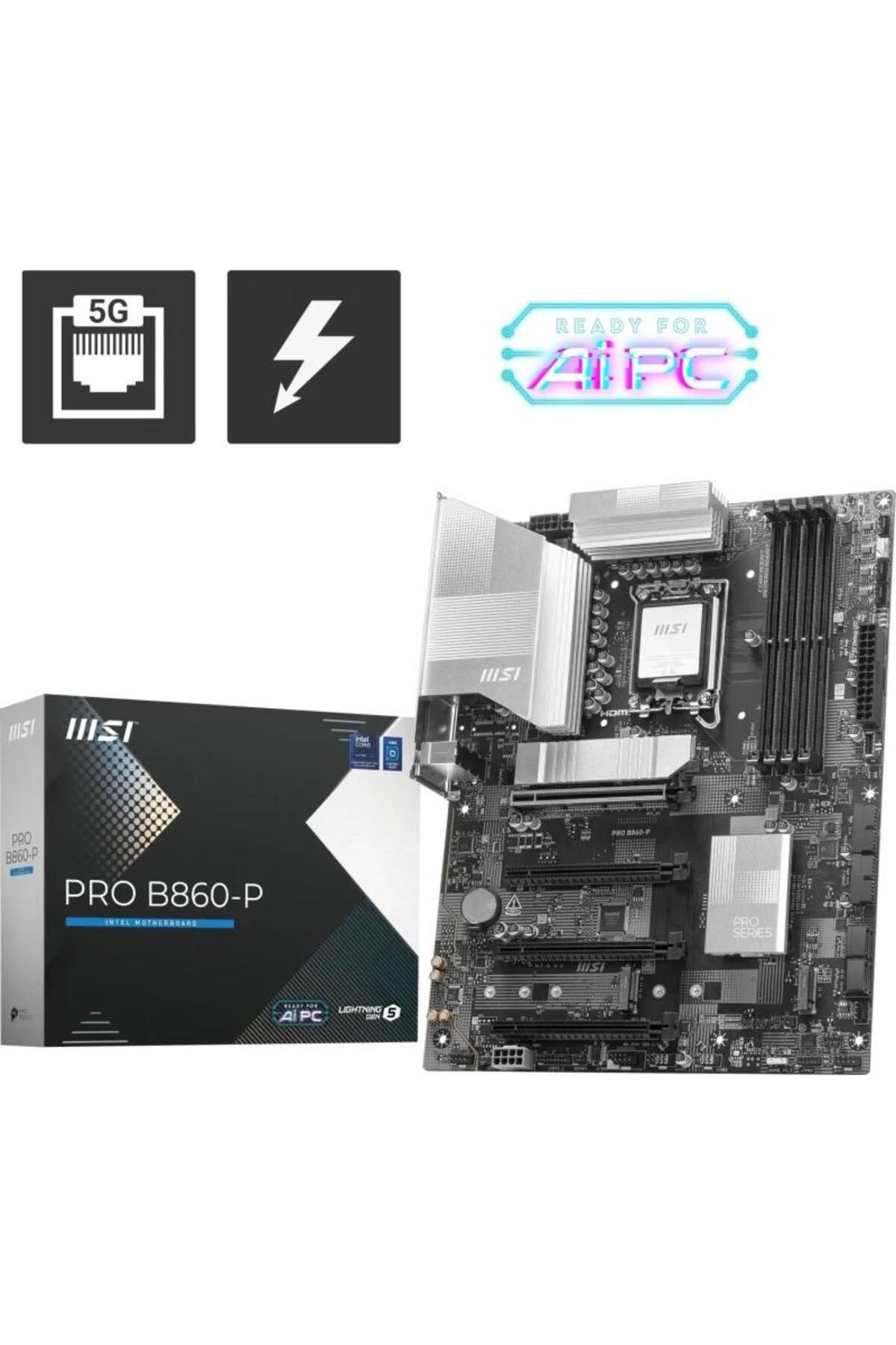 MSI-Placa de baza MSI PRO B860-P, Intel B860, LGA 1851, DDR5, ATX 6