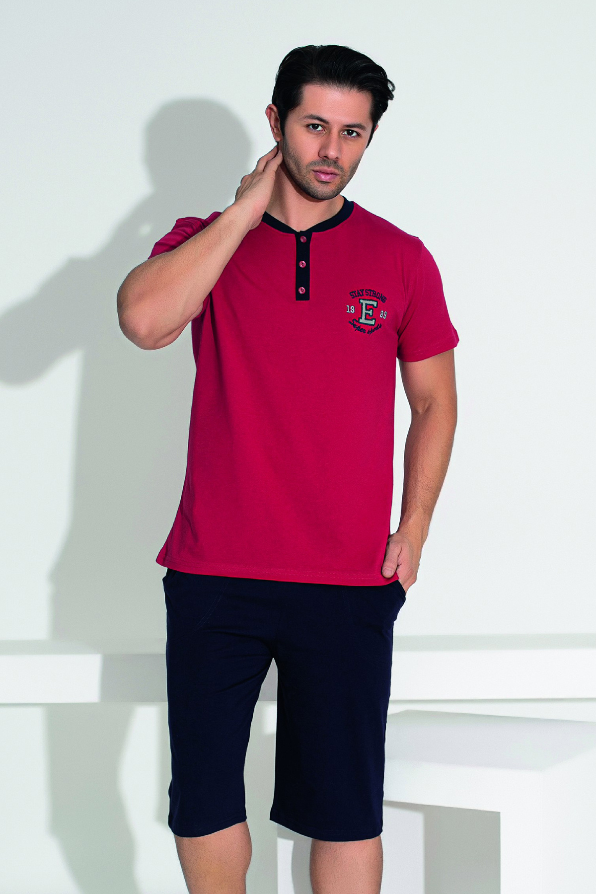 REMSA-Men's Shorts Tshirt Pajamas Kit 25257 Red 1