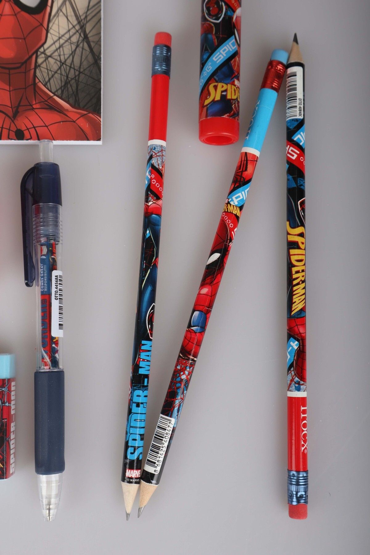 SPIDERMAN-Licence Spiderman 9 Pieces Stationery Set Nib Pen, Block Note, 3 Pcs Pencils, Pencil Sharpener, Rocket Wiper 7