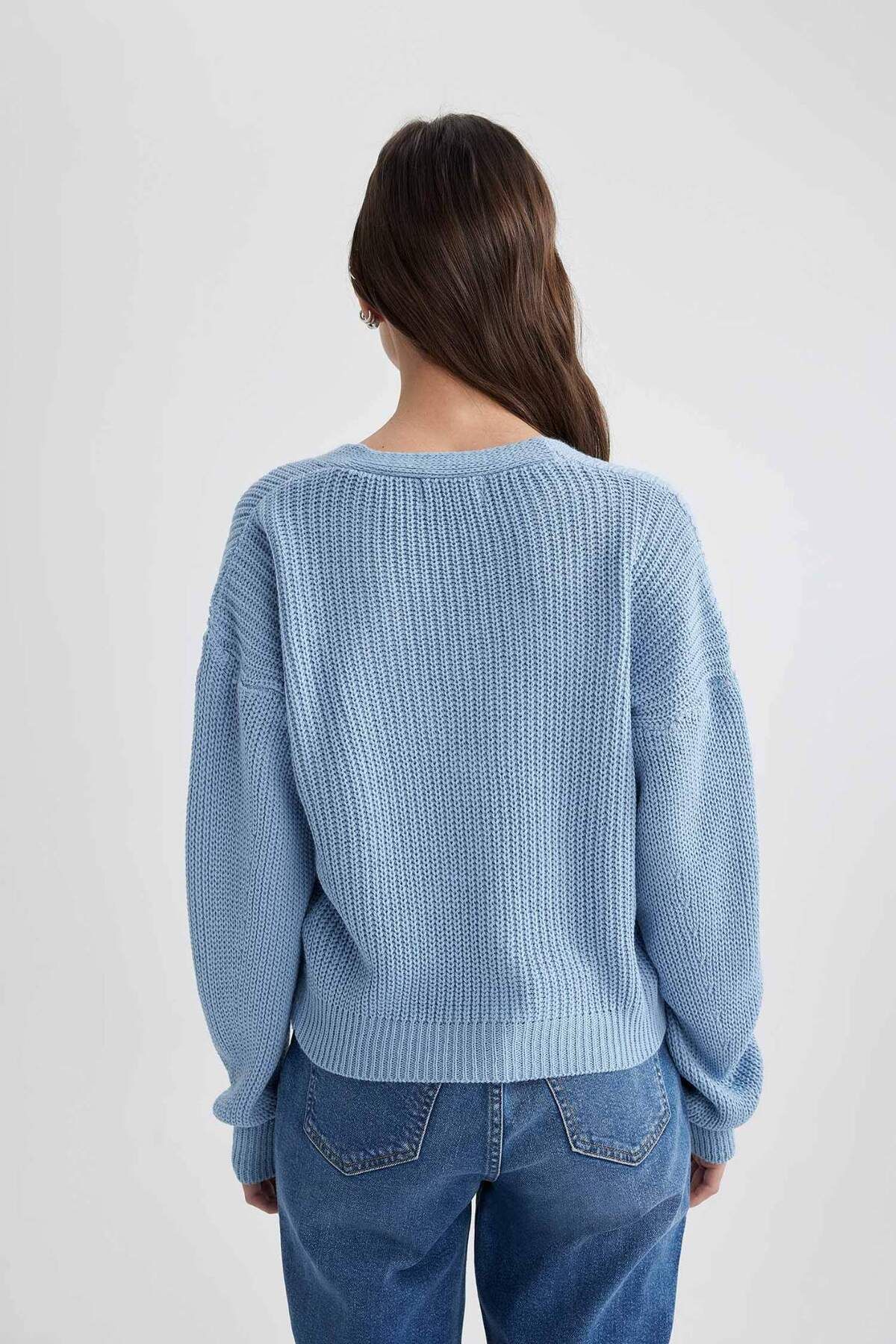 DeFacto-Regular fit v neck cardigan b7867axns 6