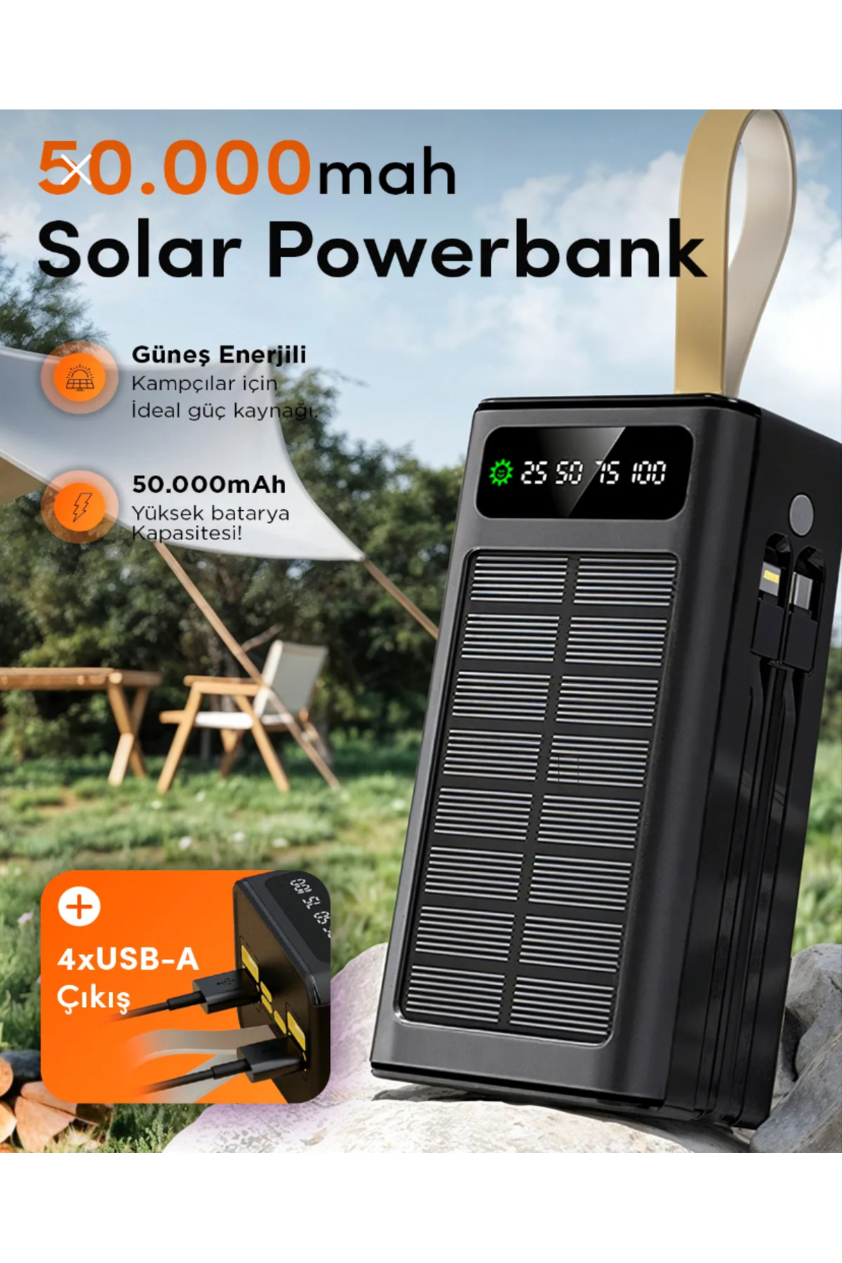 Lkp-47 50000mah Solar Powerbank | Güneş Enerjili Taşınabilir Şarj Aleti