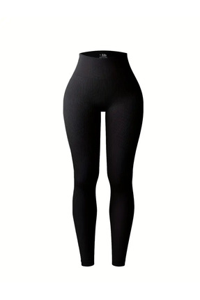 valeuras ✅Yüksek Bel Rib-Knit Naylon Spor Leggings - Dikişsiz Uzun Yoga Panto...