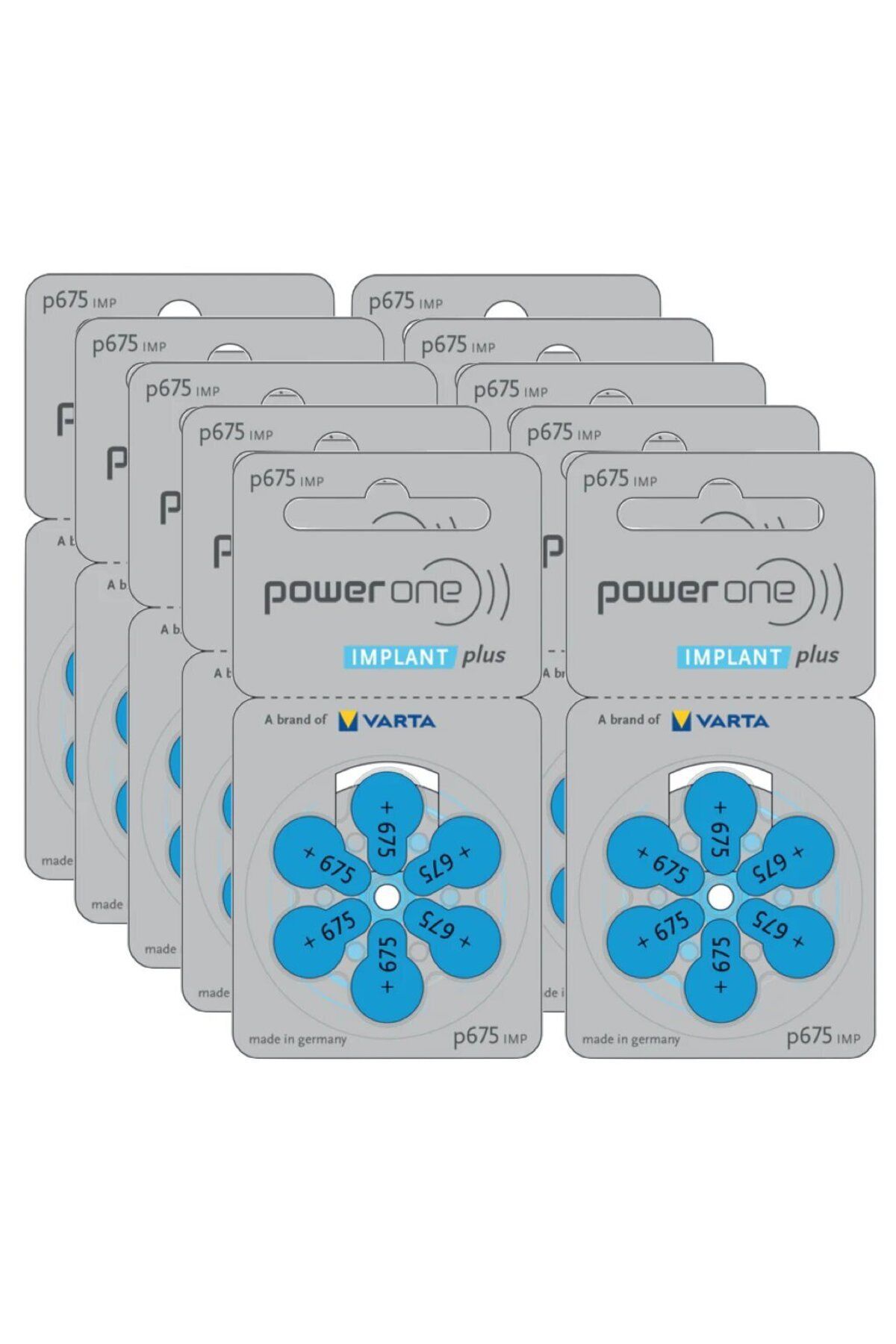 powerone-60-Pieces (IMPLANT plus) (P675 IMP Size) Zinc-Air 1.45V Hearing Aid Batteries 2
