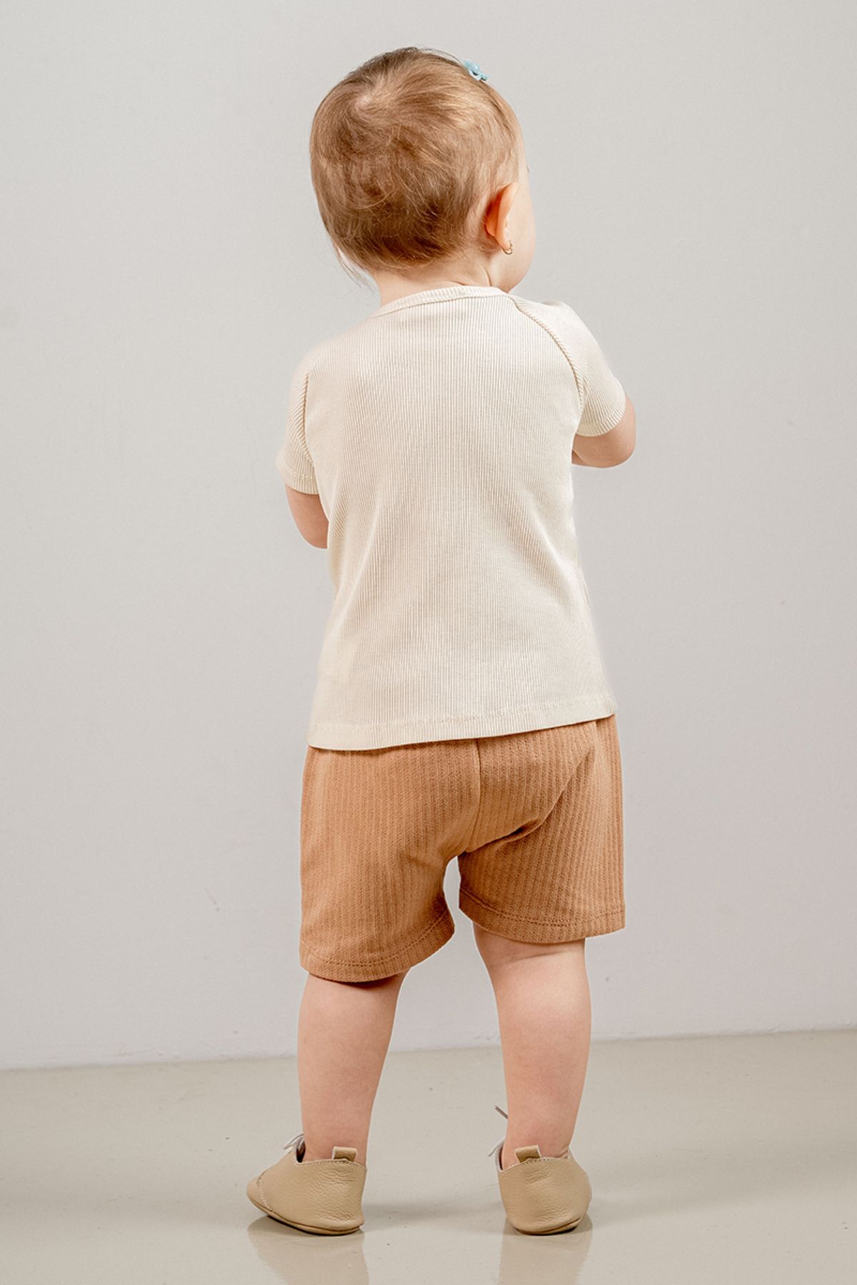 bombe-Baby Kids Camel Crew Neck Shorts Cotton Comfortable 2-Piece Set Trend Fashion Bottom Top Set 4