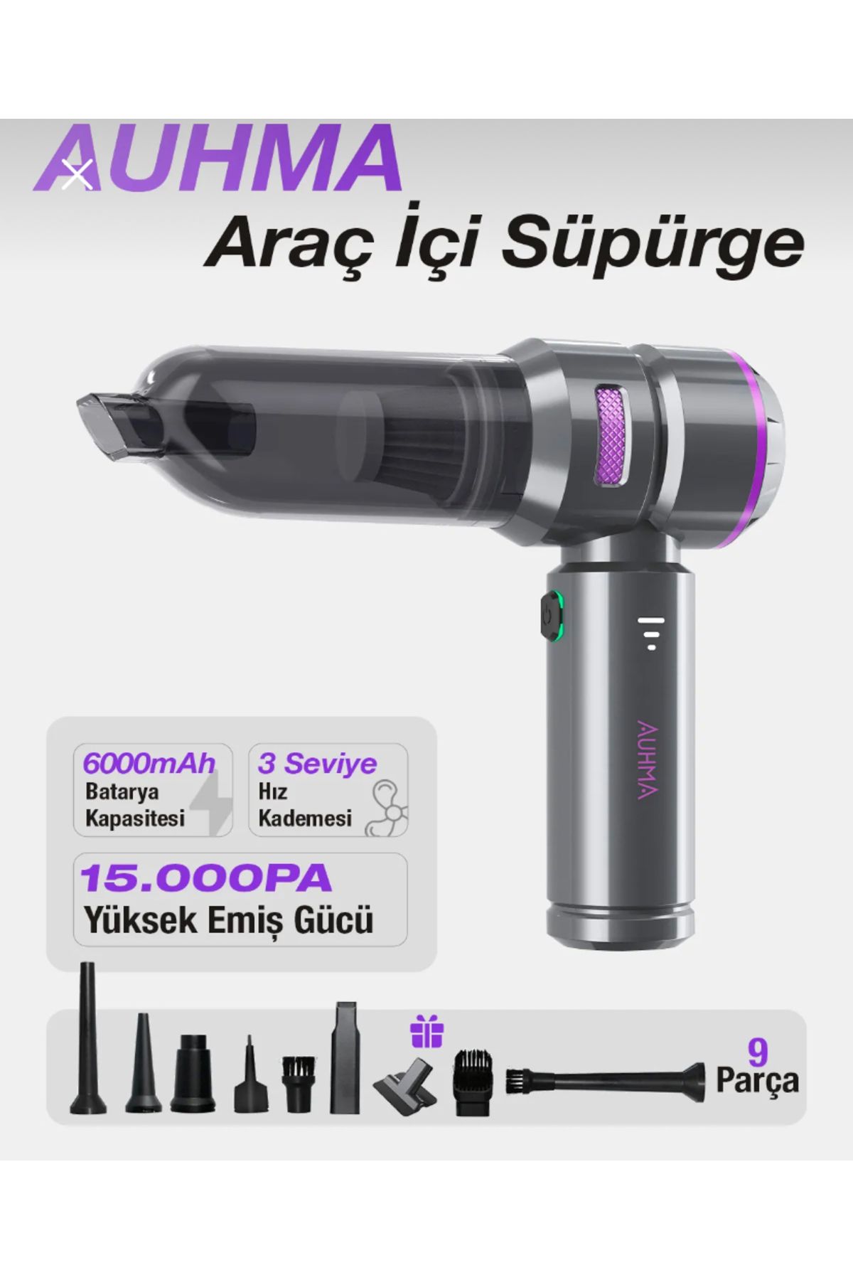 auhma Ahv01 Kablosuz Güçlü Araç Süpürgesi