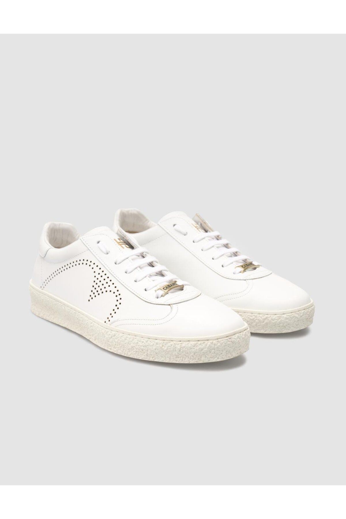 Cabani-Custom Made Genuine Leather White Lace-Up Men's Sports Shoes 2