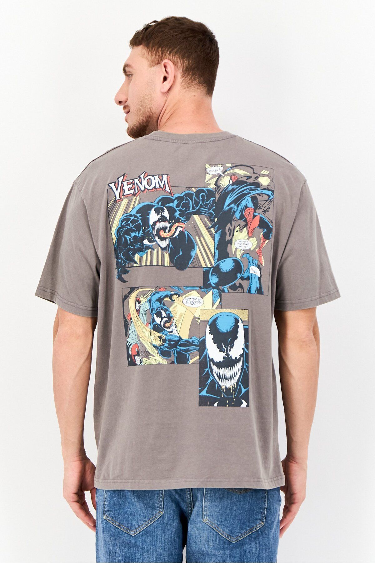 Marvel-Men Crew Neck Short Sleeve Graphic Print T-Shirt, Grey 3