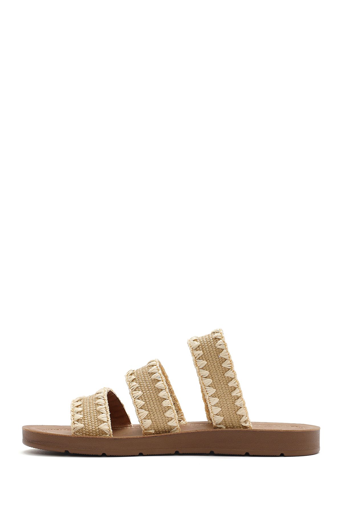 Derimod-Women's Beige Straw Slippers 25Sfe4631M7 2
