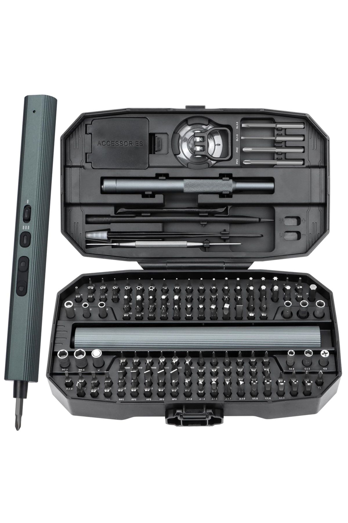 Choice-155 IN 1 155 in 1 Mini Electric Screwdriver Set with 140 S2 Magnetic Bits 3 Torque Settings Cordless 1