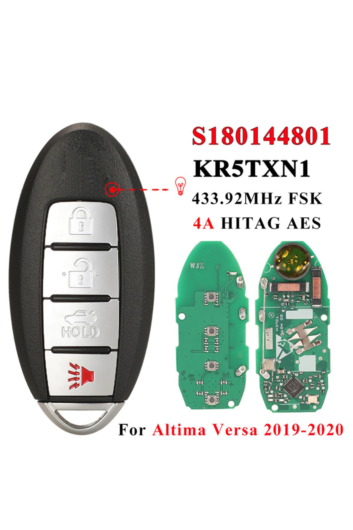 jingyuqin-S180144801 Kr5txn1 Keyless Smart Car Remote Key For Nissan Altima Versa 2019 2020 433mh... 7