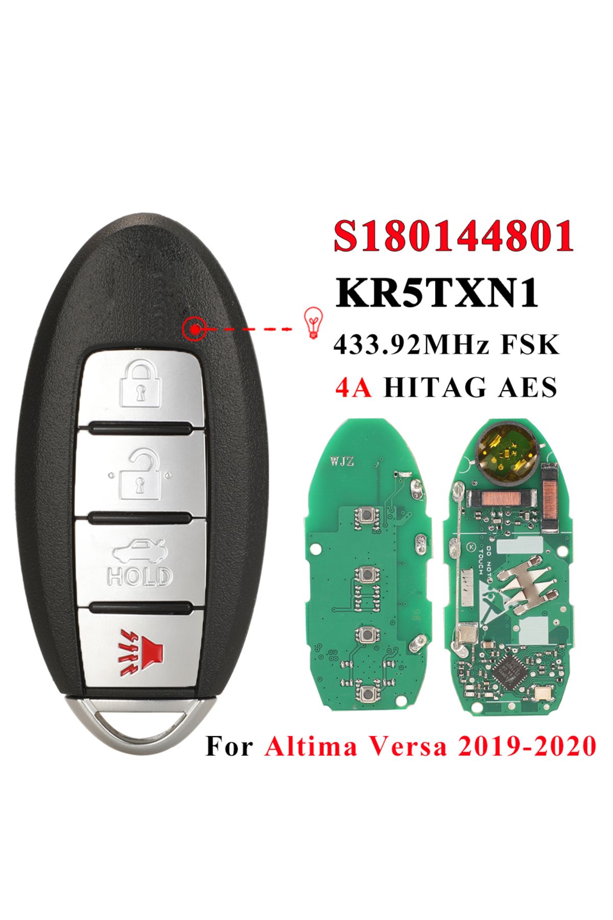 jingyuqin-S180144801 Kr5txn1 Keyless Smart Car Remote Key For Nissan Altima Versa 2019 2020 433mh... 8