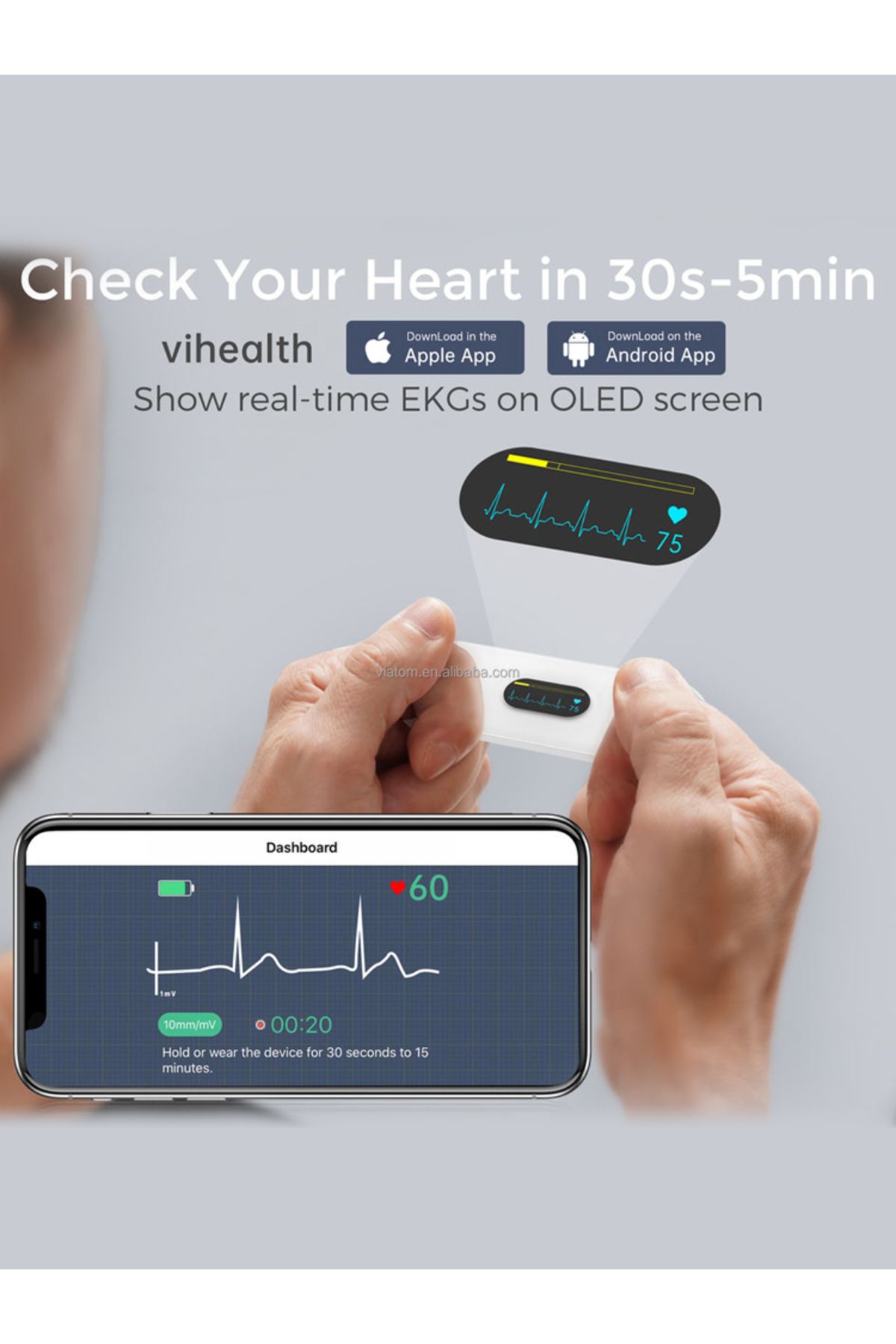 Choice-Pocket Ecg Monitoring Device With Oled Screen Bluetooth Ekg Monitor For Rhythm Waveform, Free App... 8