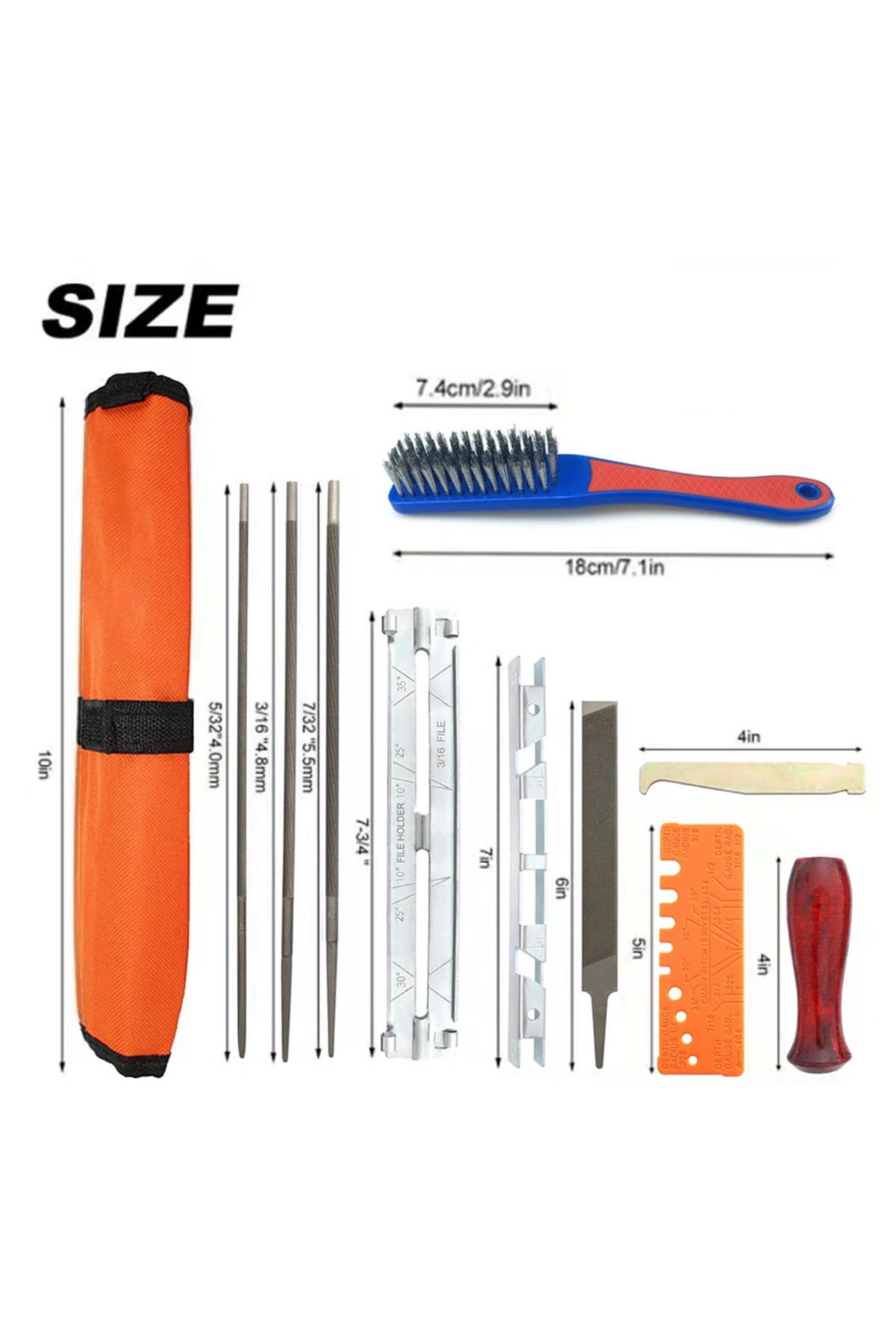 Alloet-11PCS Professional Chainsaw Chain Sharpening Set Chainsaw File Guide Kit with Bag Round/Flat File Sh 1