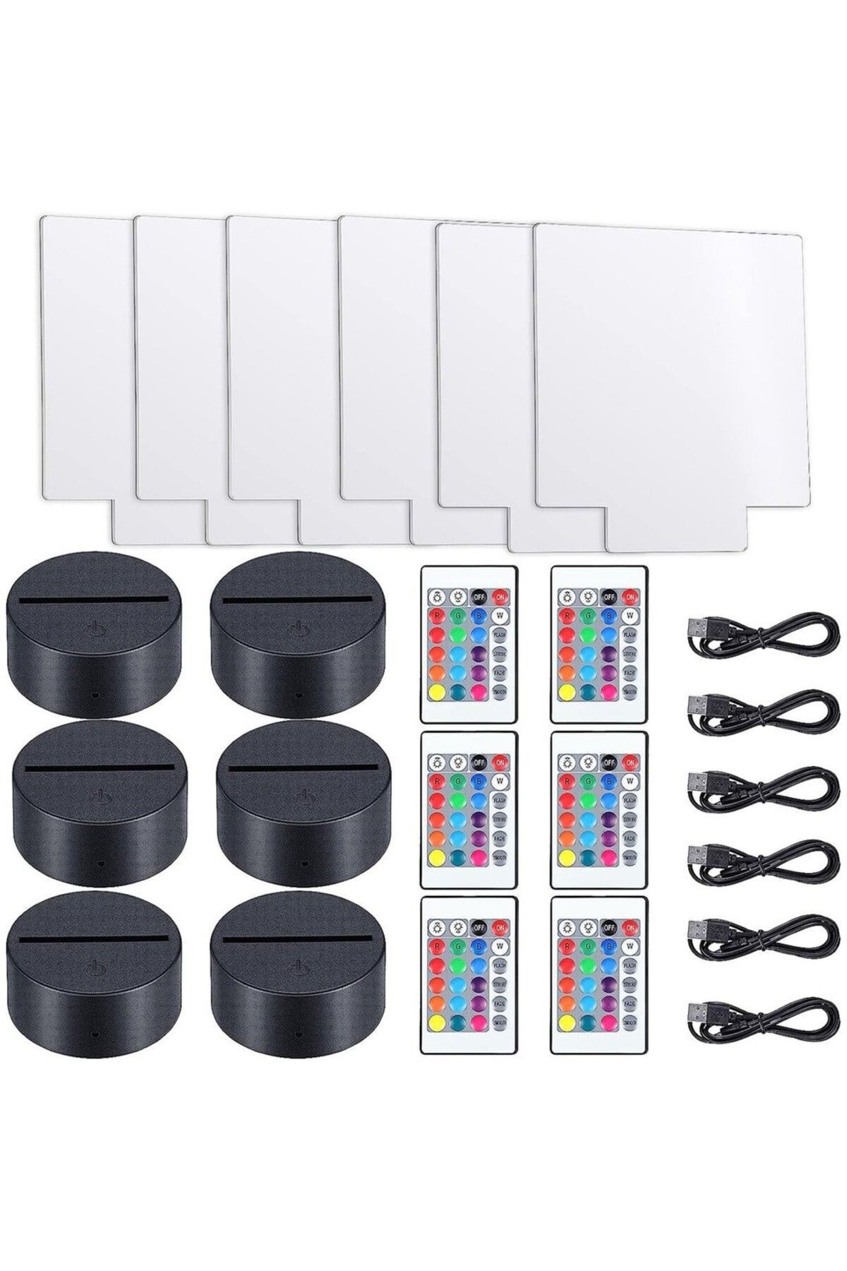 Choice-Usb Plug 6 Base 6 Square 6 Sets Diy 3d Night Led Light Lamp Including 6 Light Display Stands And Cle 1