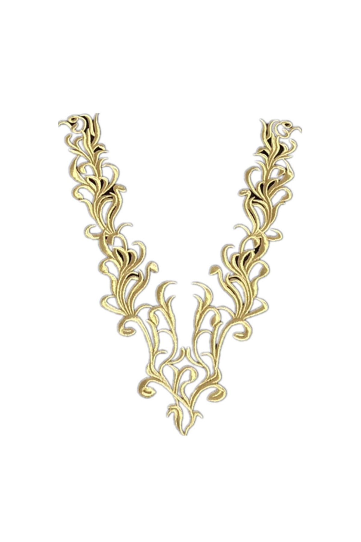 Choice-1Piece 1 Pcs Gold Neckline collar Lace Fabric Trims Sew On Patches Embroidery For Wedding Appliques 4