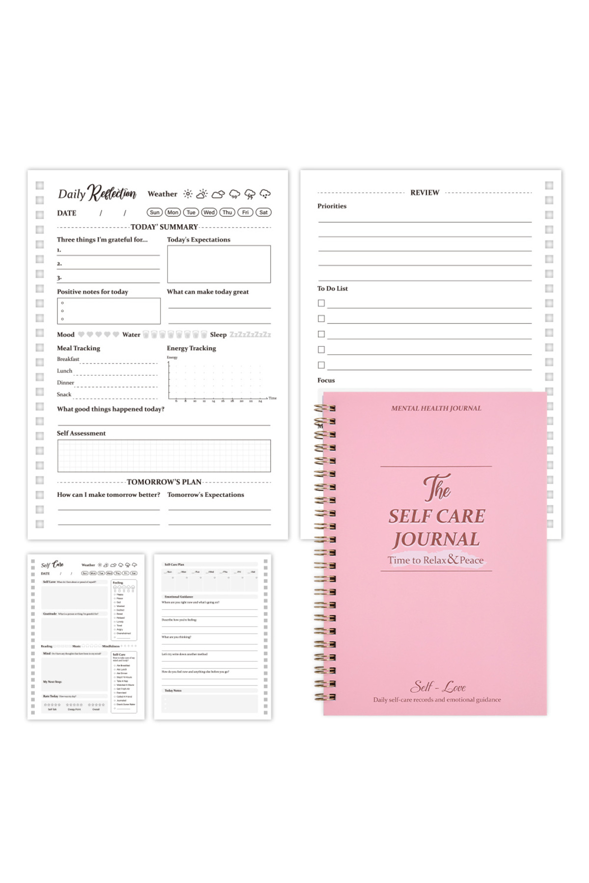 Choice Pink 50 Sheets A5 Daily Self Care Journal Undated Guide Daily ...