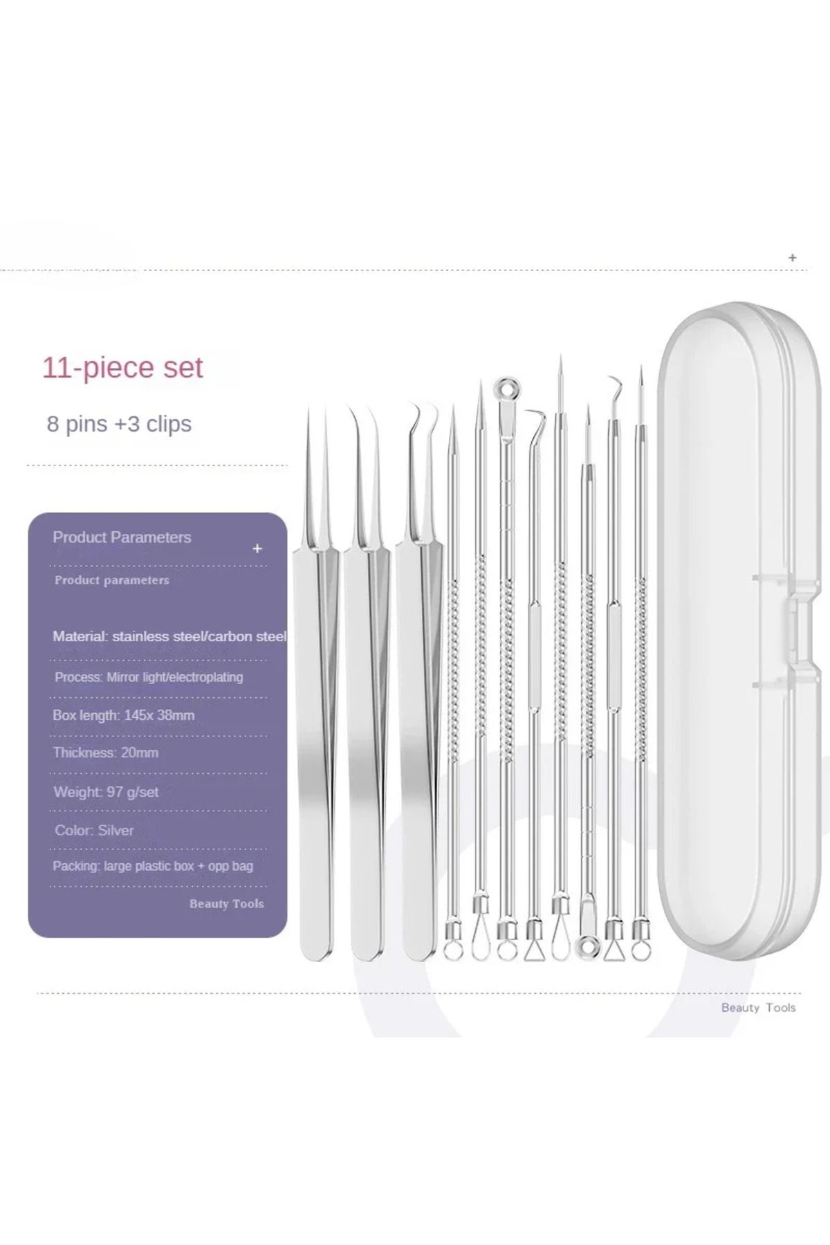 Cxbfg-11Pcs Set 11Pcs Acne Needle Blackhead Clip Remover Extraction Pore Black Head Clean Face Skin Care C 1