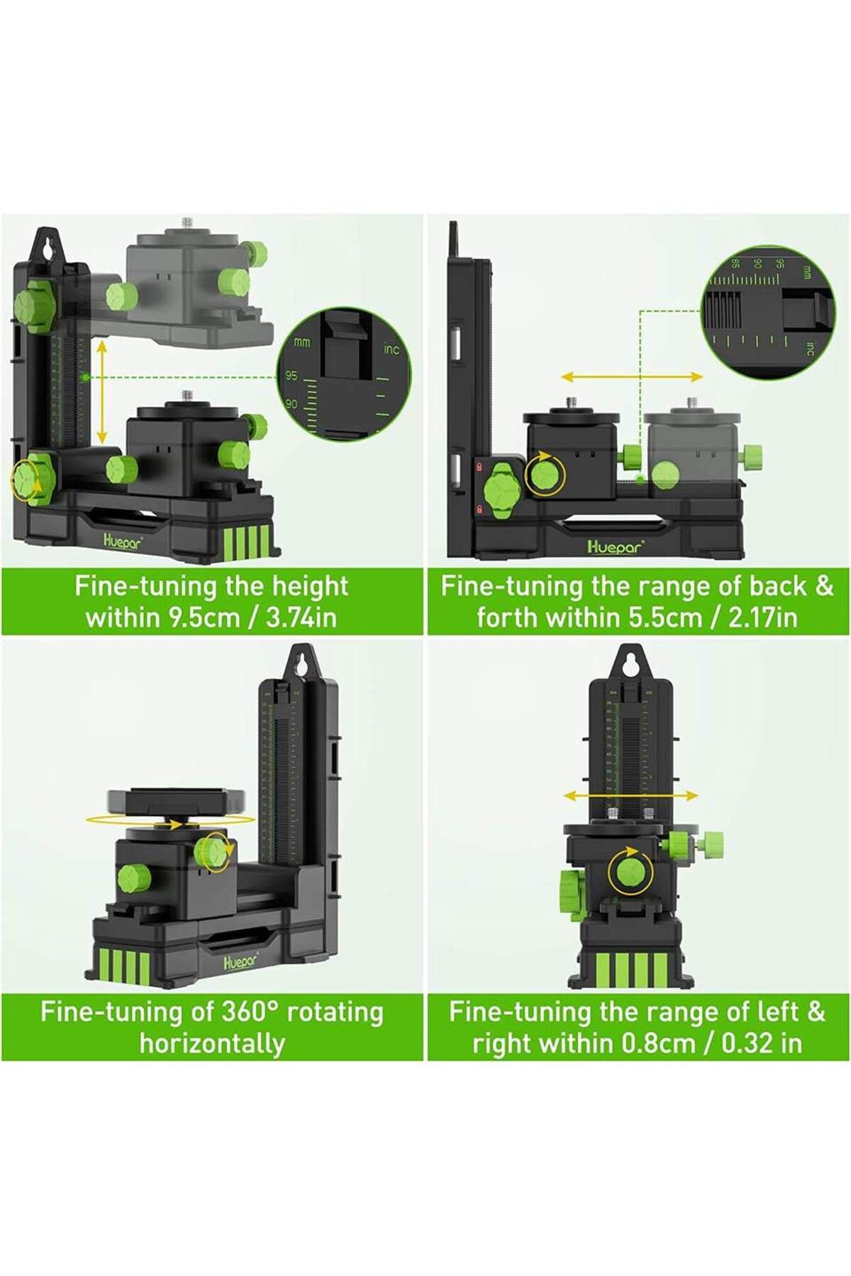 Choice-Huepar Pivoting 360 Degree Adjustable Base Pv11+ 1/4" Thread Bracket Laser Level Adapter 5