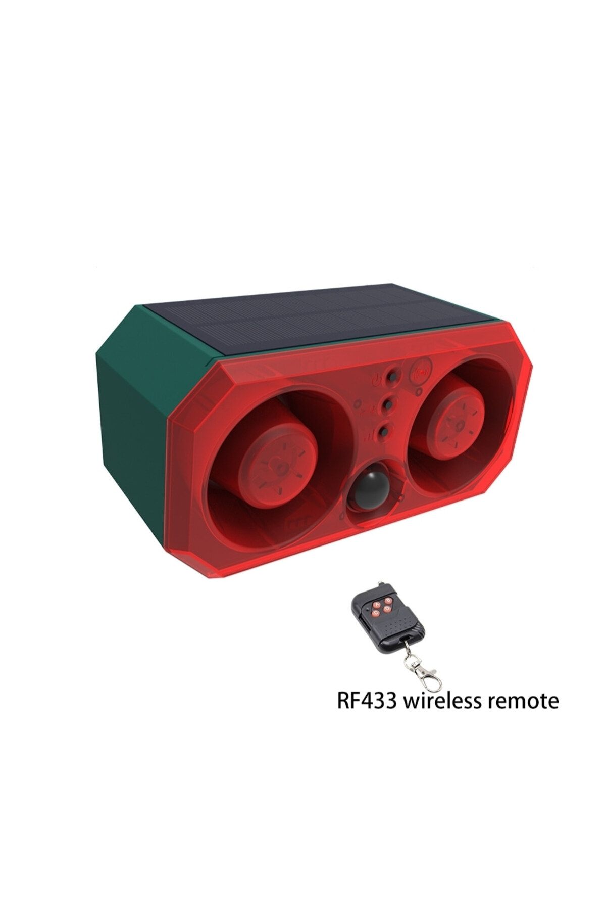 Choice-Red Solar Alarm Animal Repeller Two Speakers Recording Motion Detection Alarm Sensor Flash Sensing E 1