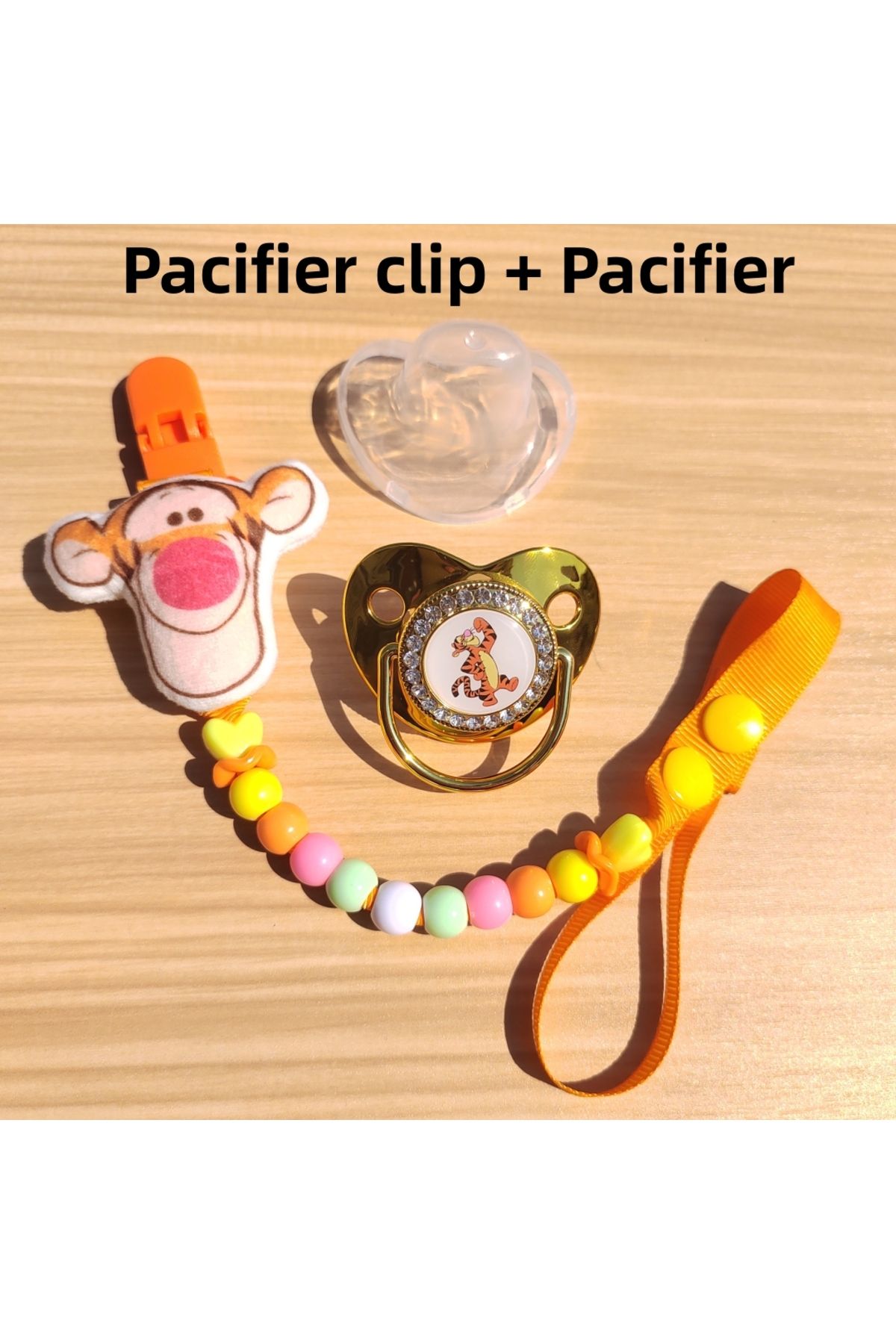 Miniso-1 set Miniso Tigger Baby Pacifier Chain Clip for newborns BPA Free Luxury Bling Pacifier Silicone du 1