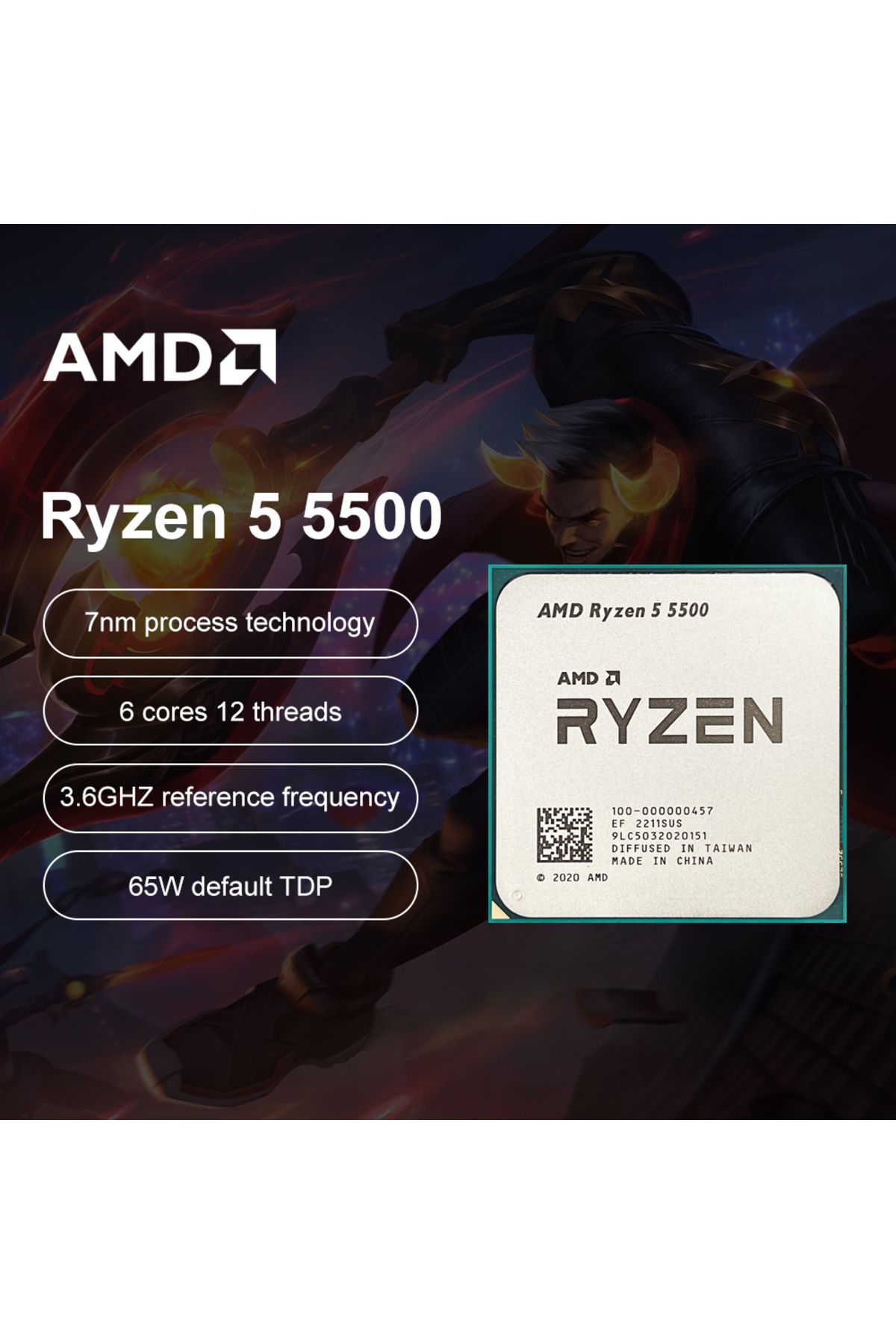 Choice-AMD Ryzen 5 5500 R5 5500 3.6GHz 6 Core 12 Thread CPU Processor 7NM L3=16M AMD AM4 Gaming processa... 4