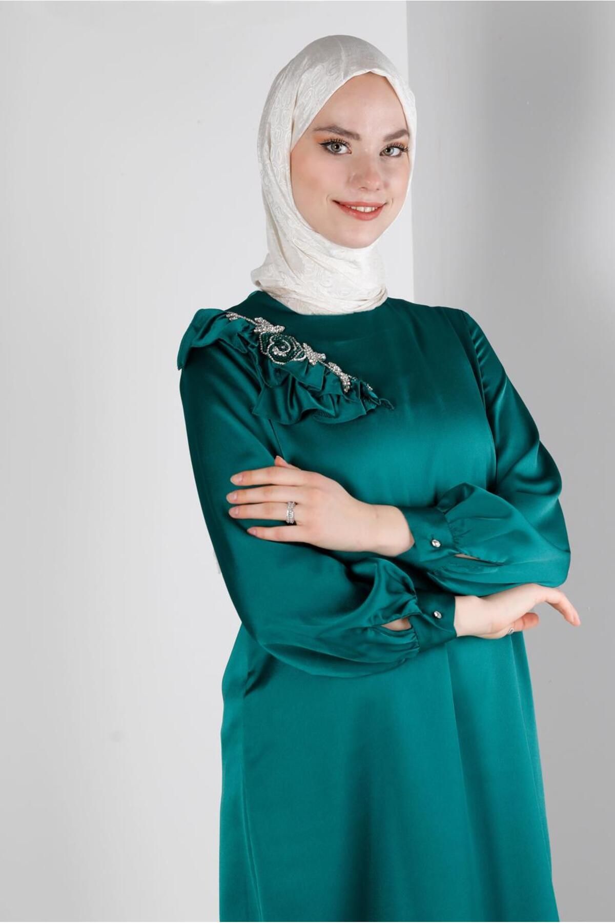 تونیک ساتن با جزئیات FLYWL 43511 Alvina